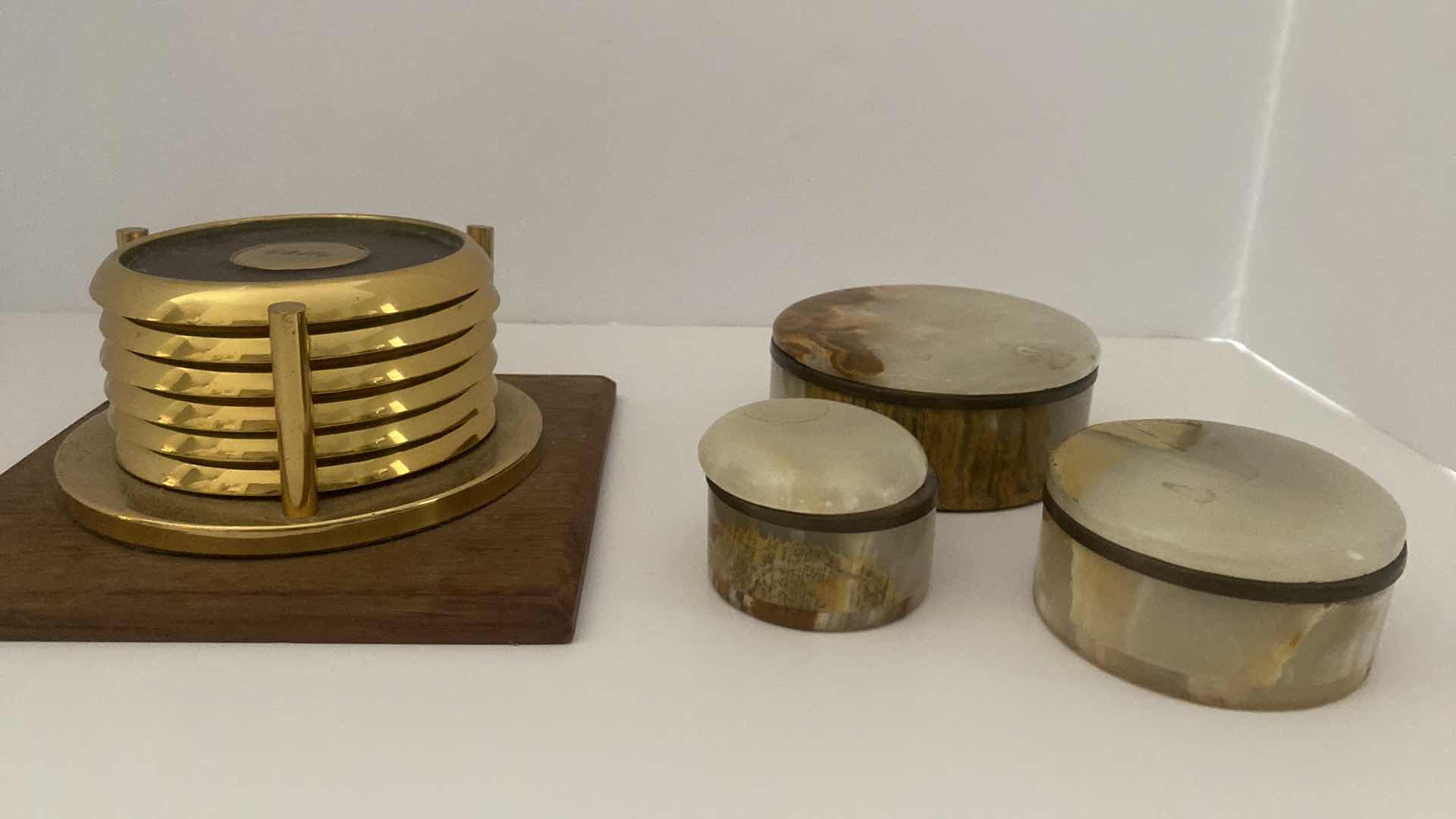 Photo 1 of COASTERS FROM CHILE AND 3 MARBLE TRINKET BOXES