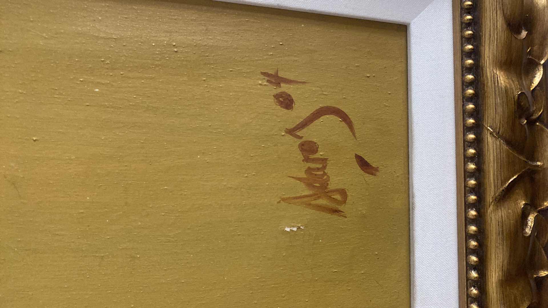 Photo 1 of FRAMED GOLD WOOD WOMAN ON CANVAS PAINTING SIGNED ARTWORK 52“ x 52“