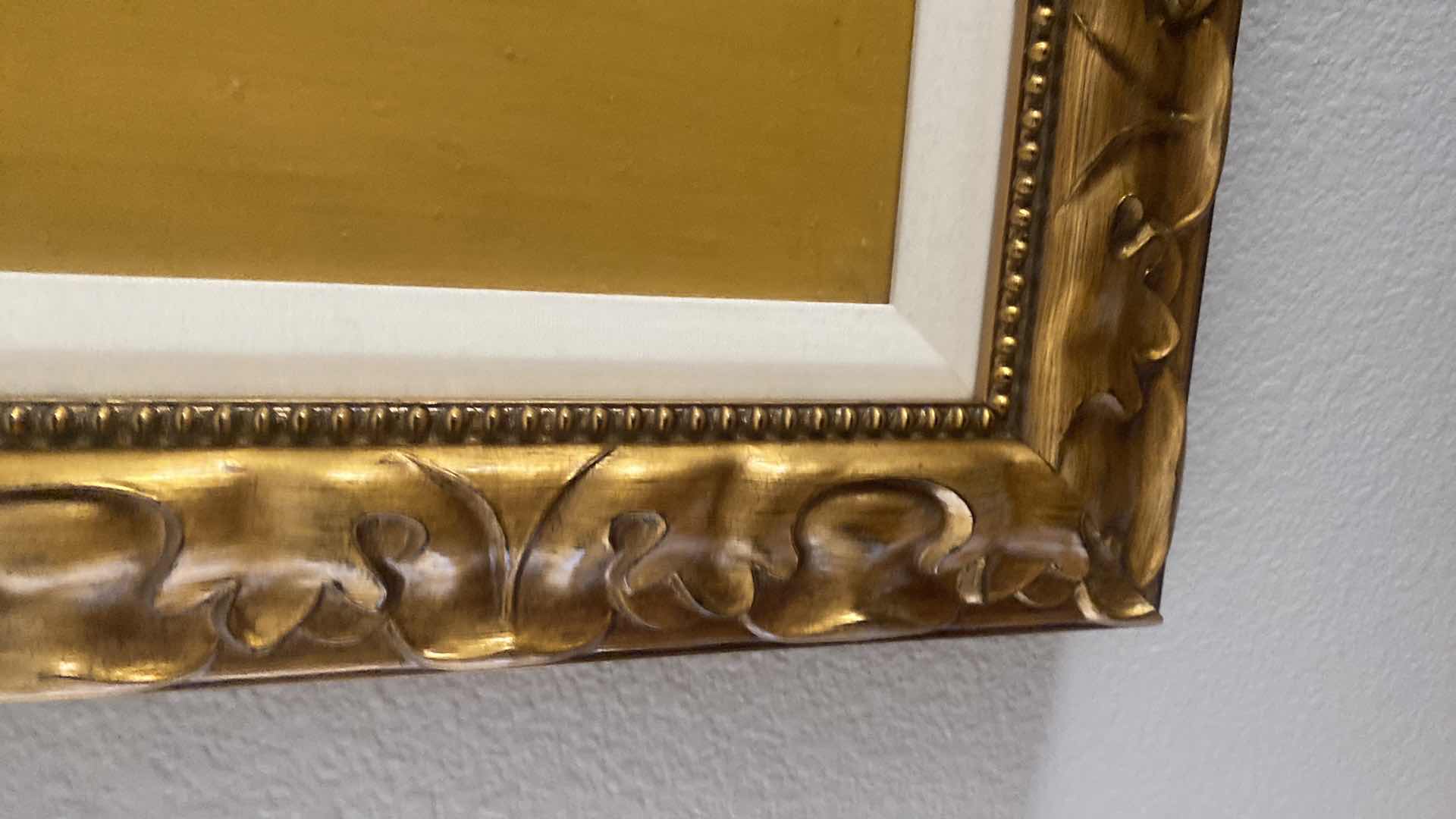 Photo 1 of FRAMED GOLD WOOD WOMAN ON CANVAS PAINTING SIGNED ARTWORK 52“ x 52“