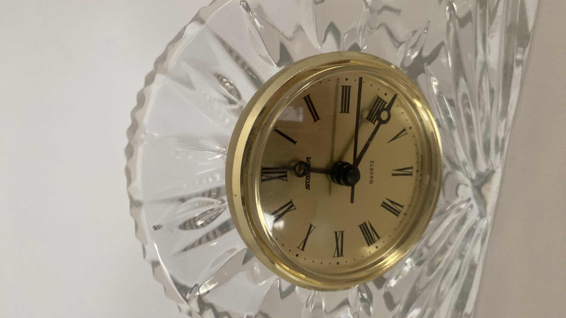 Photo 1 of ILLUSIONS HAND CUT & HANDBLOWN CRYSTAL CLOCK FROM CROATIA BY SAMOBOR 7 1/4” x 5”