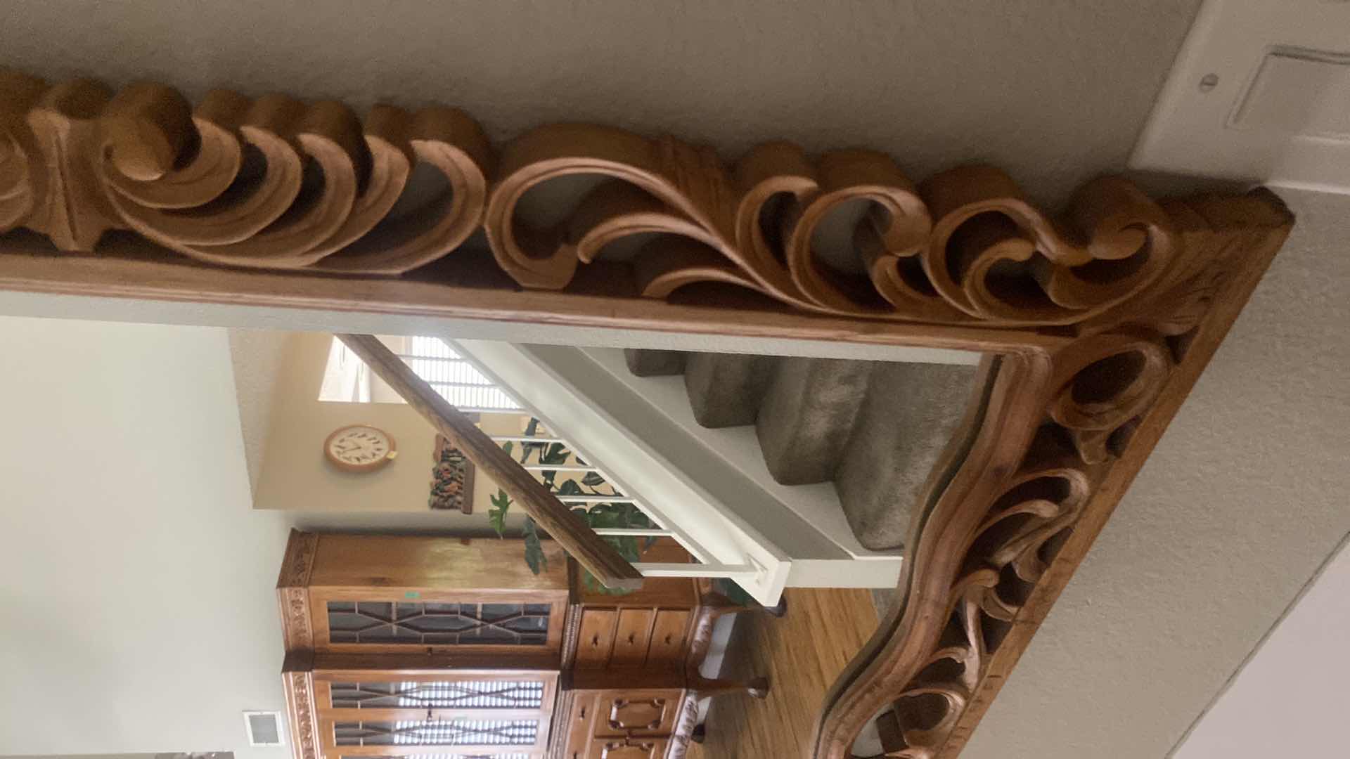 Photo 1 of HAND CARVED WIOD FRAMED MIRROR 30” x 39”