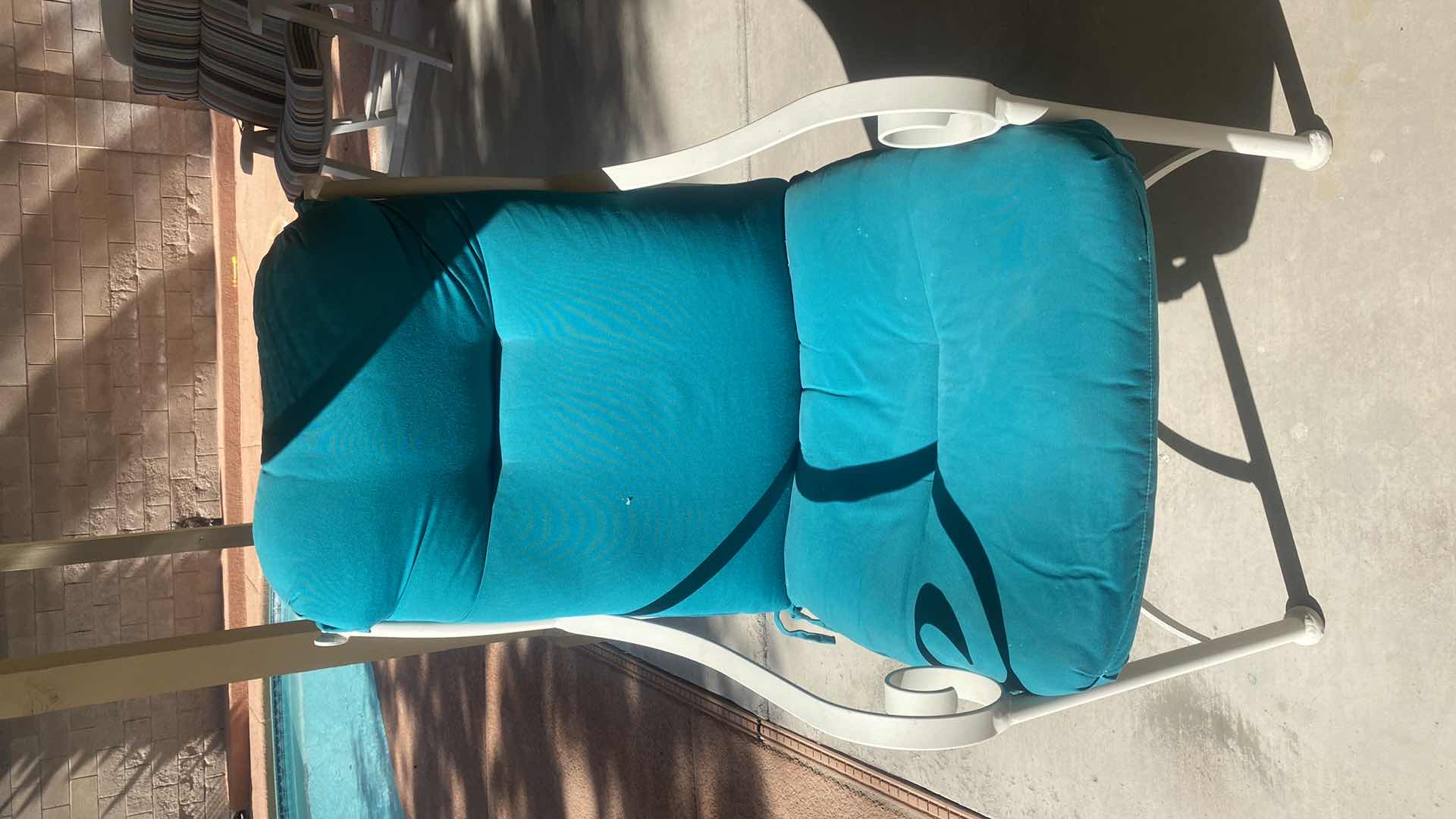 Photo 1 of 5 PIECE ALUMINUM GLASS TOP TABLE  48” x 28” AND 4 CHAIRS WITH CUSHIONS