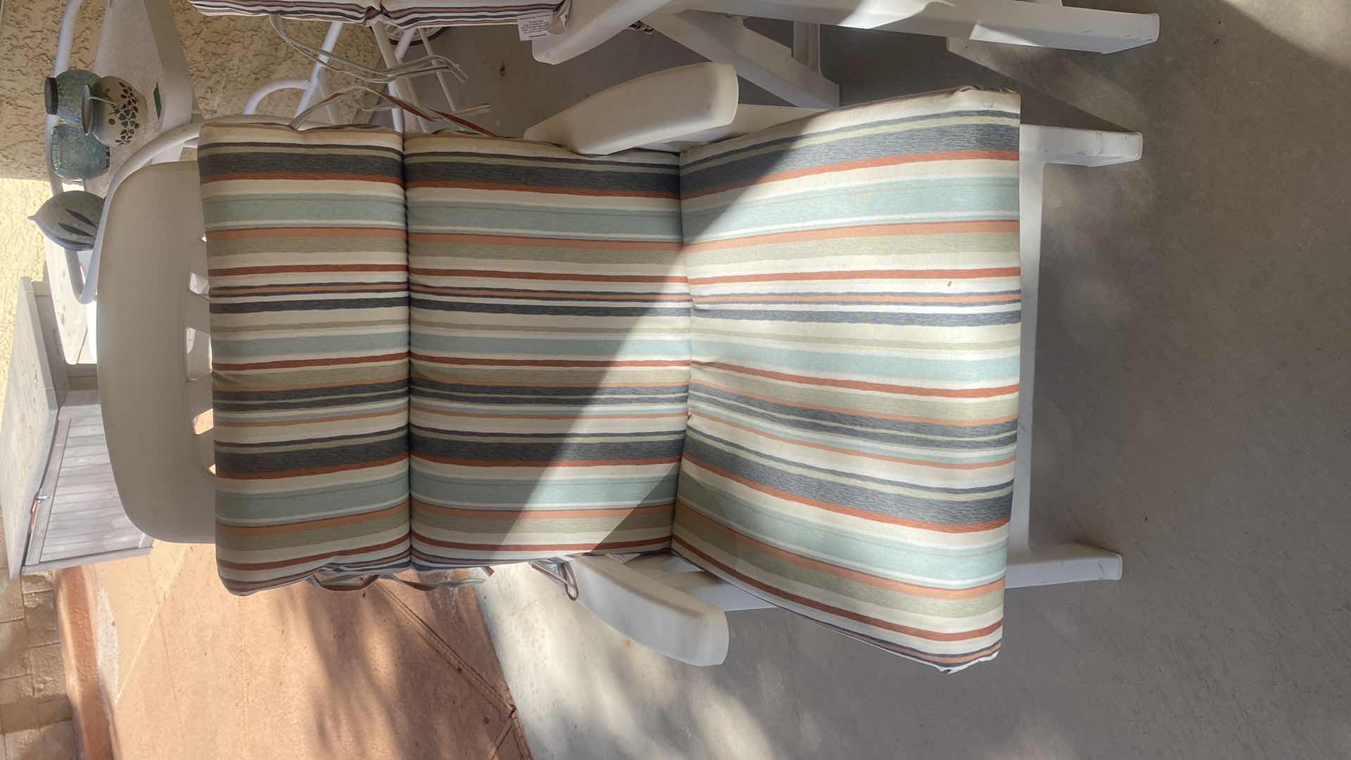 Photo 1 of PAIR Of RESIN ADJUSTABLE PATIO CHAIRS WITH CUSHIONS