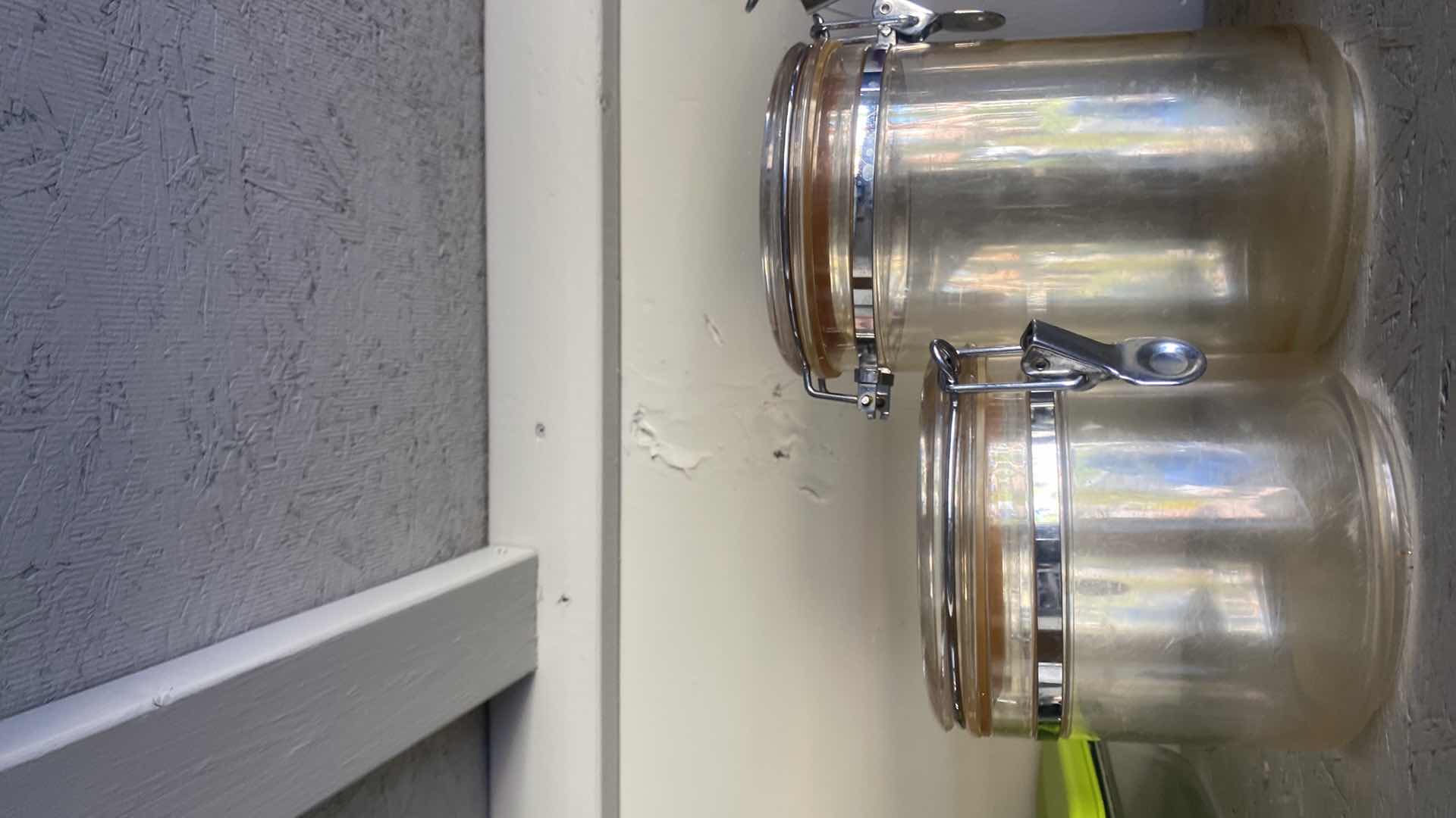 Photo 1 of SHELF IN GARAGE - CANISTERS & PITCHERS