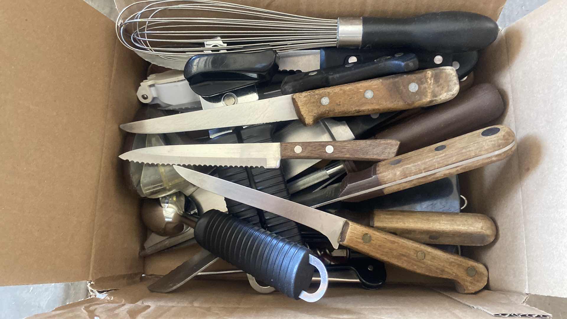 Photo 1 of GARAGE SHELF - BOX OF KNIFES