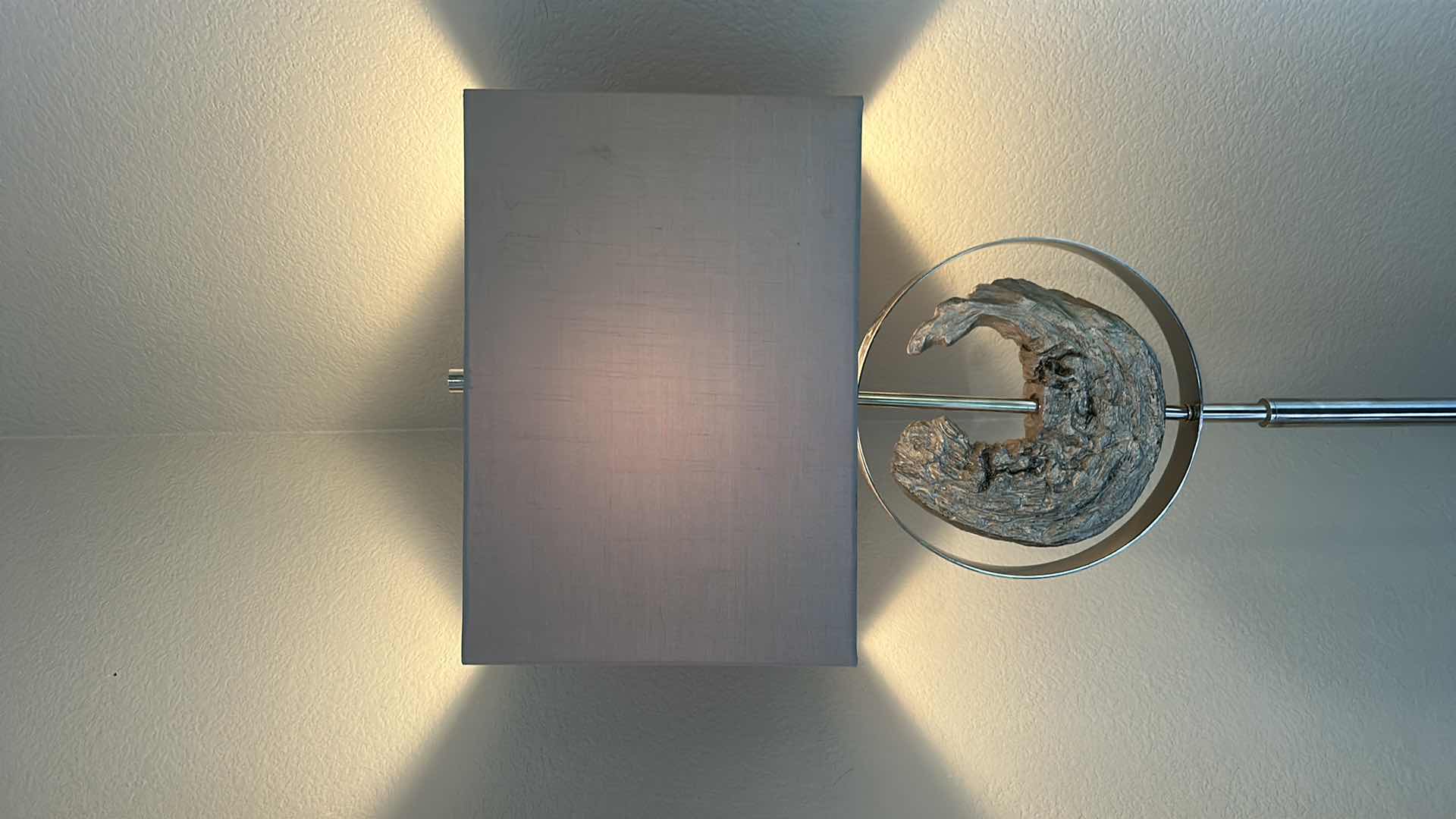 Photo 1 of H66” METAL FLOOR LAMP WITH WOOD SCULPTURE IN CIRCULAR DESIGN