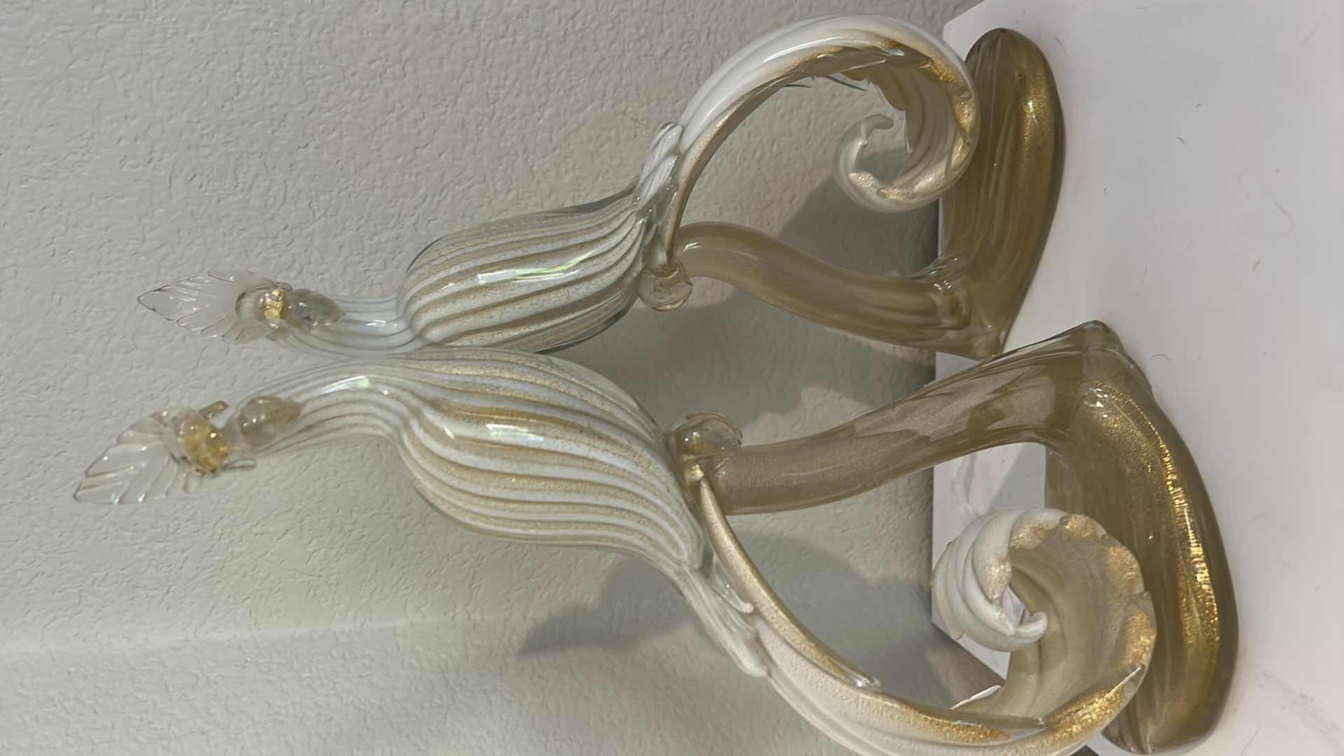 Photo 1 of PAIR OF MURANO GLASS BIRDS H 17.25”