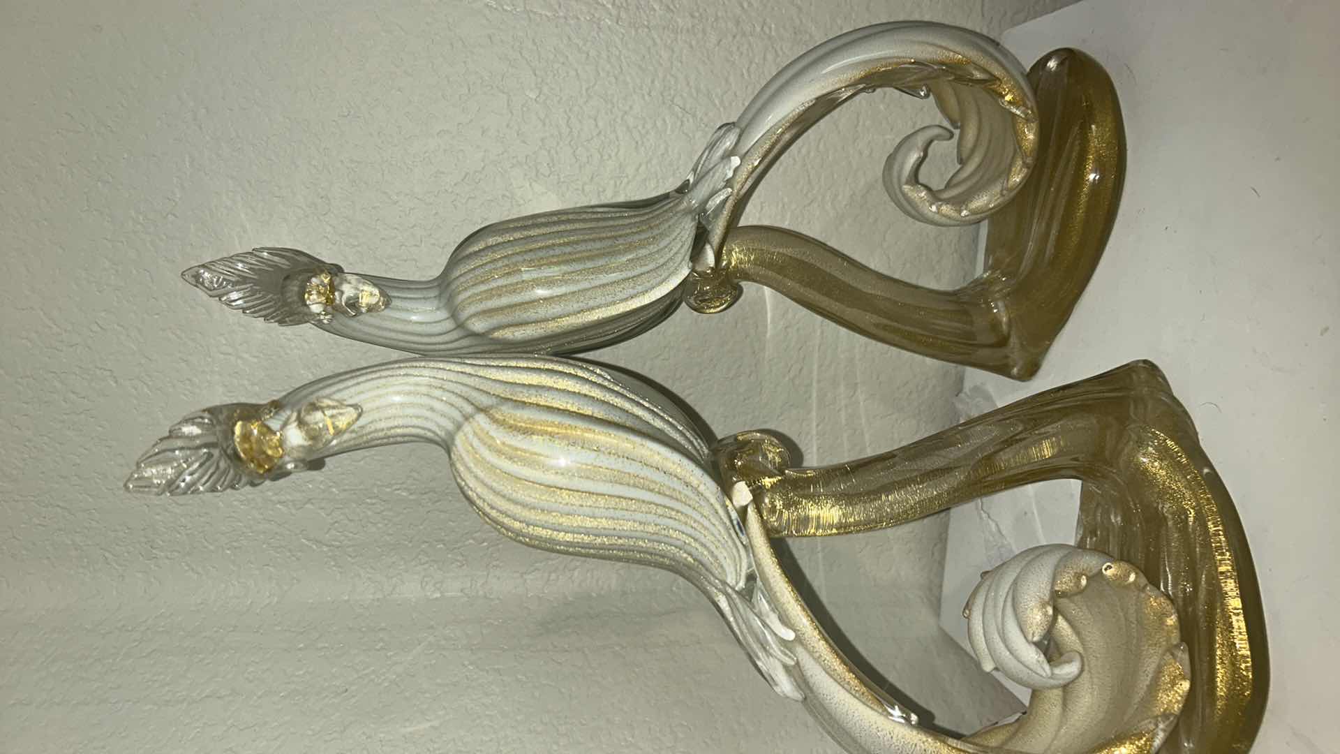 Photo 1 of PAIR OF MURANO GLASS BIRDS H 17.25”