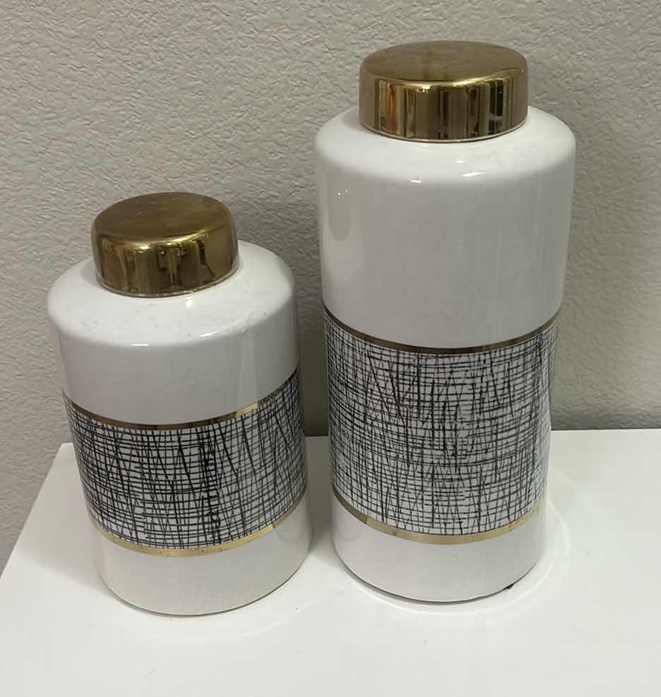 Photo 1 of HOME DECOR- 2 LIDDED JARS (TALLEST H12.5”)