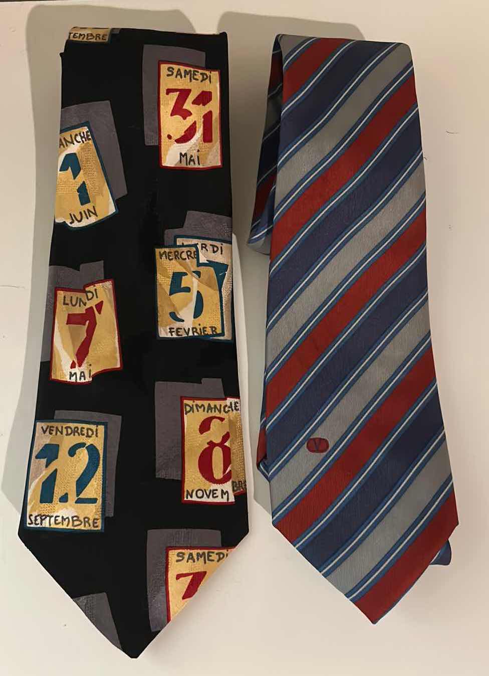 Photo 1 of 2 MENS DESIGNER ITALIAN SILK TIES - VALENTINO & UN JOUR UN HOMME PARIS