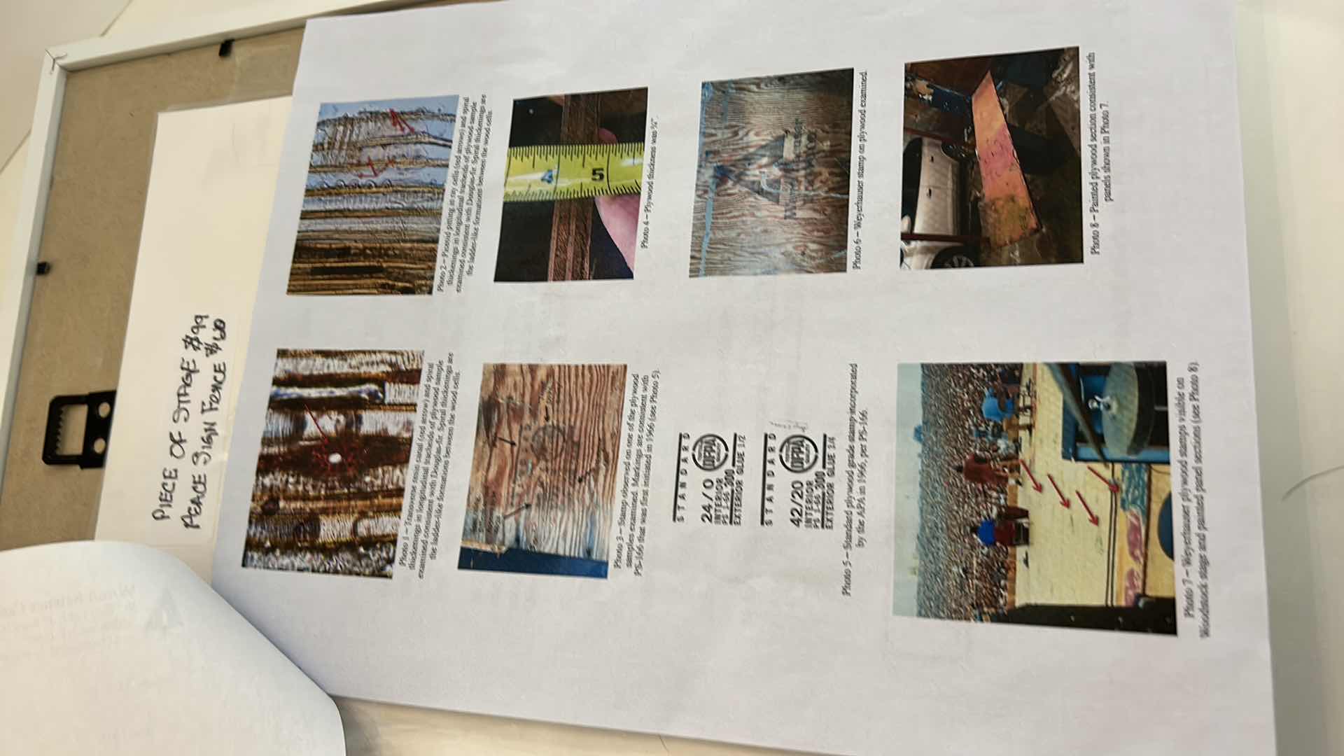 Photo 1 of AUTHENTIC WOODSTOCK FESTIVAL 1969 MEMORABILIA IN ORIGINAL DESIGNED SHADOW BOX. 12“ x 15“INCLUDES WOODSTOCK TICKET, PIECE OF THE GATE AND PIECE OF THE STAGE. GATE AND STAGE CRAFTED INTO PEACE SIGNS. DOCUMENTATION AND AUTHENTICITY PAPERS INCLUDED.