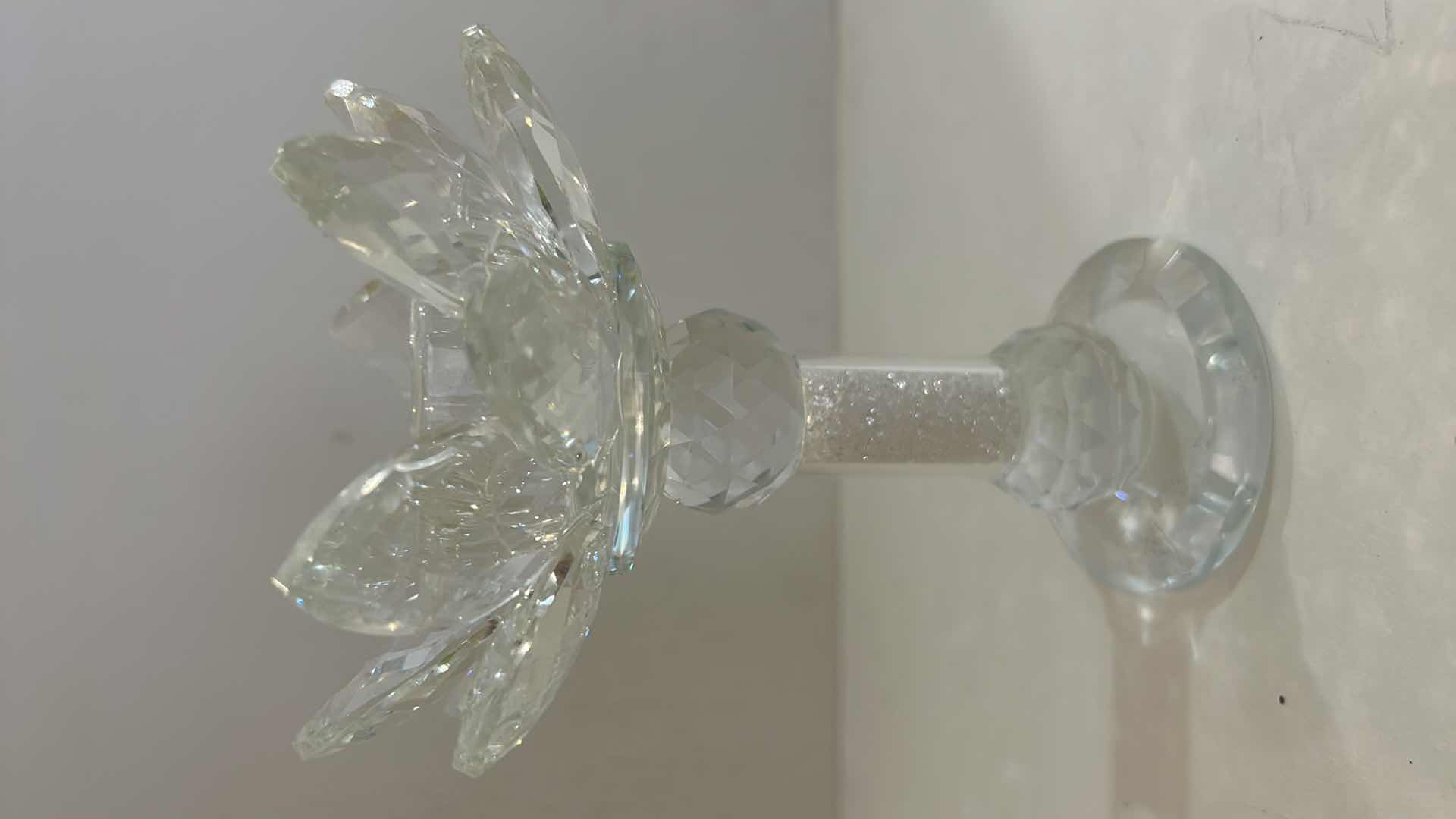 Photo 1 of MURANO YELLOW MILK GLASS VASE 8.25” AND CRYSTAL FLOWER CANDLE HOLDER H5.25”