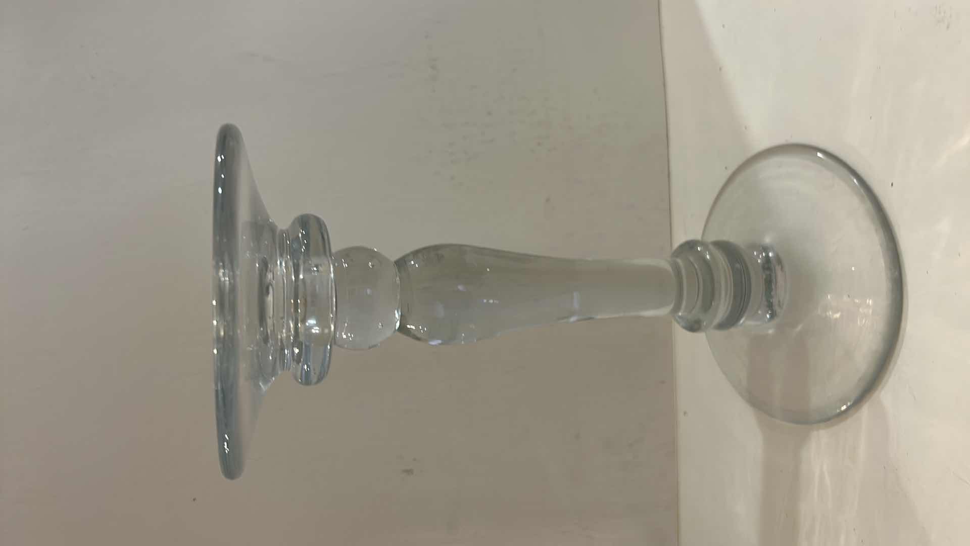 Photo 1 of 3 PC HOME DECOR- GLASS CANDLESTICKS (TALLEST H11”) AND FLOWER VASE 9 1/2” x 7 1/2”