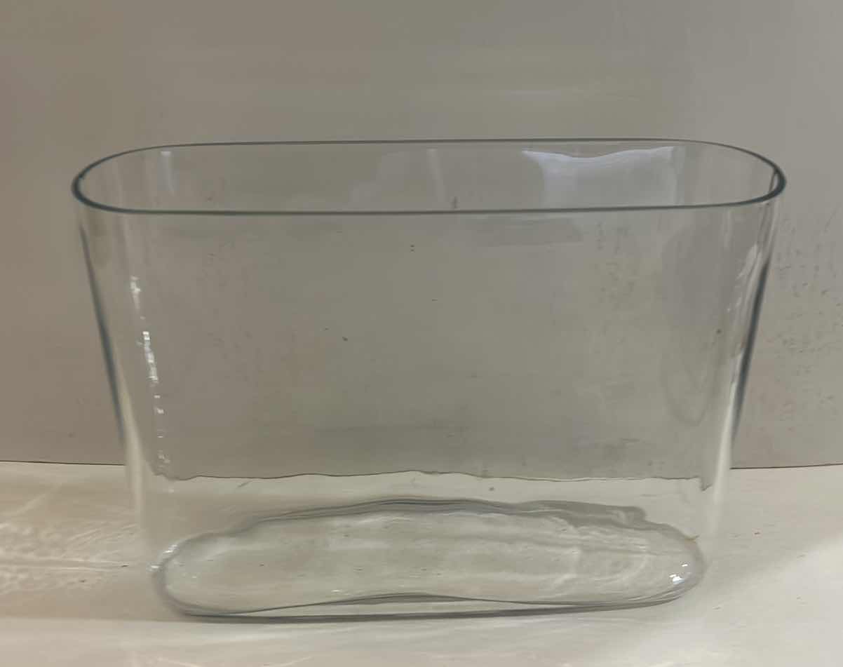 Photo 1 of 3 PC HOME DECOR- GLASS CANDLESTICKS (TALLEST H11”) AND FLOWER VASE 9 1/2” x 7 1/2”