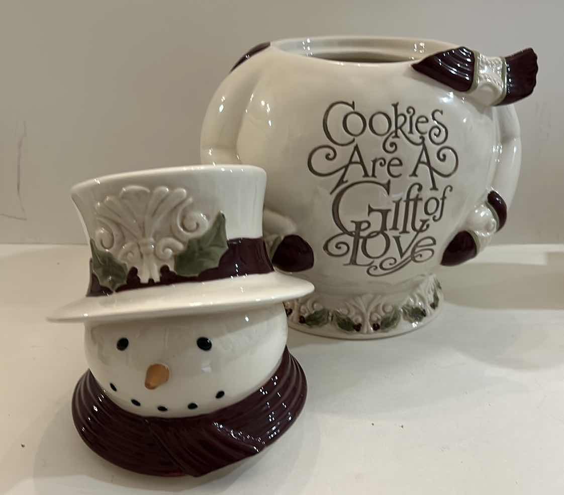 Photo 1 of COOKIE JAR- COOKIES ARE A GIFT OF LOVE SNOWMAN H13.5”