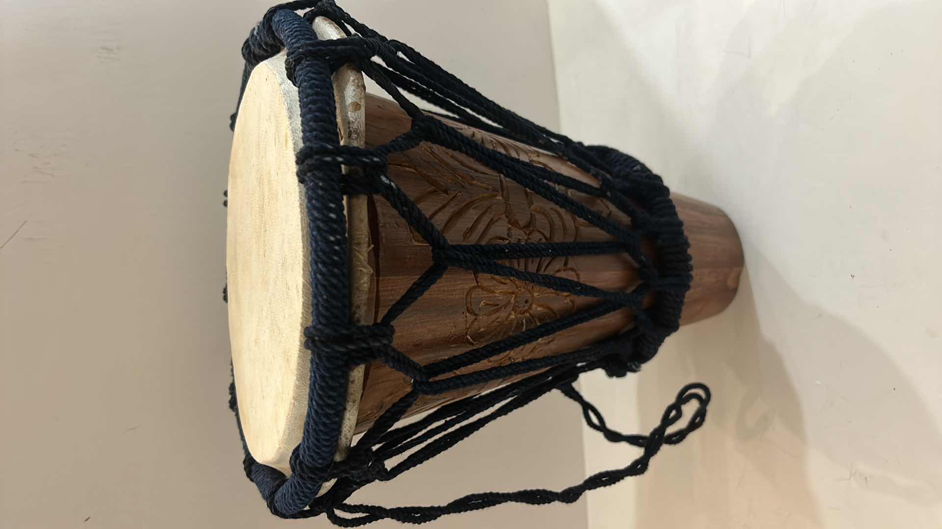 Photo 1 of VINTAGE CARVED WOOD BONGO DRUM MUSICAL INSTRUMENT - PERCUSSION H12”