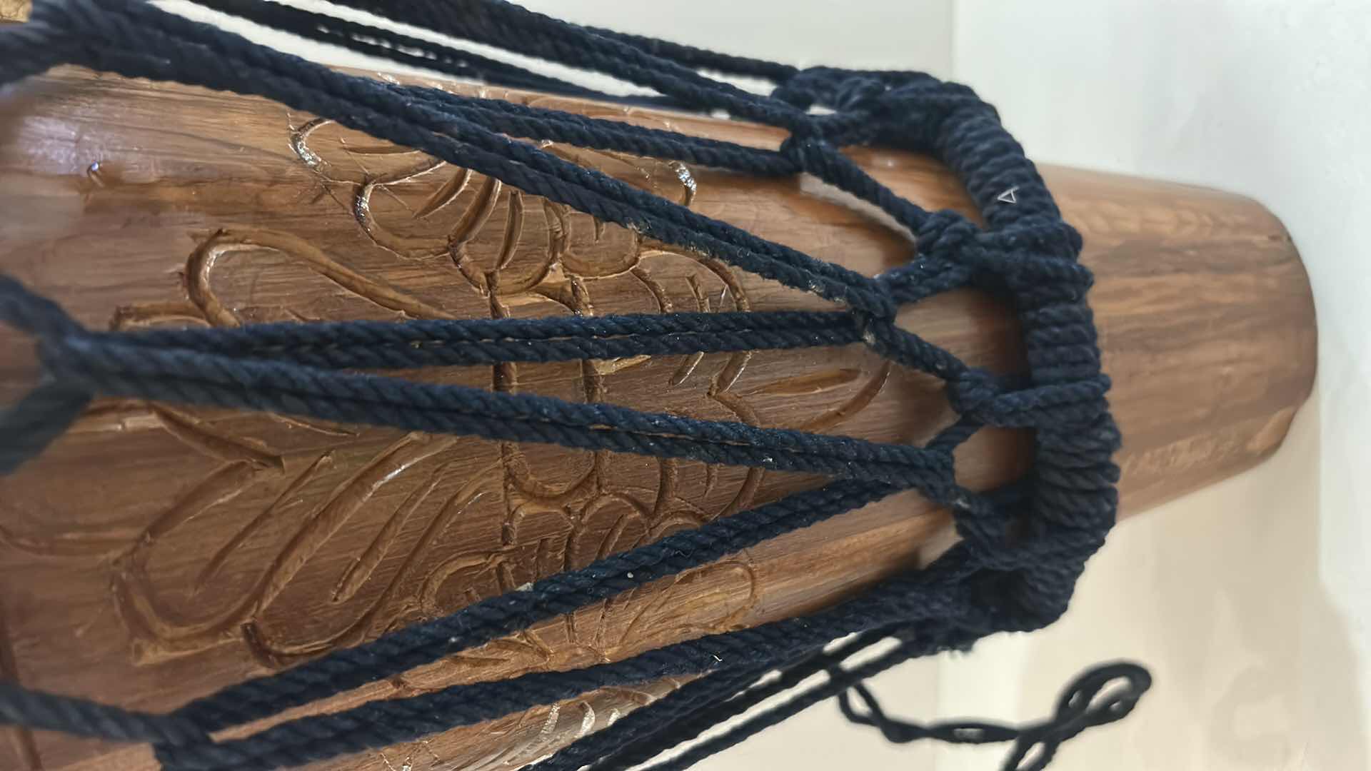 Photo 1 of VINTAGE CARVED WOOD BONGO DRUM MUSICAL INSTRUMENT - PERCUSSION H12”