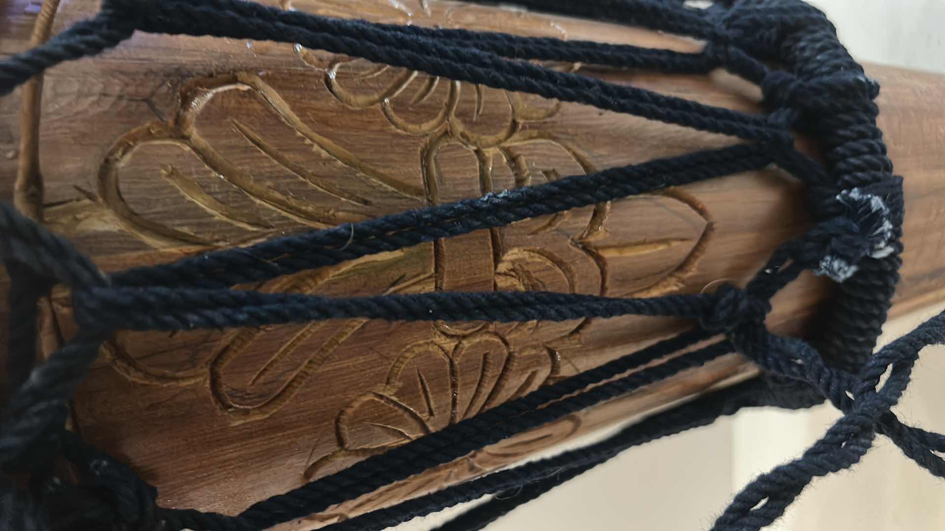 Photo 1 of VINTAGE CARVED WOOD BONGO DRUM MUSICAL INSTRUMENT - PERCUSSION H12”