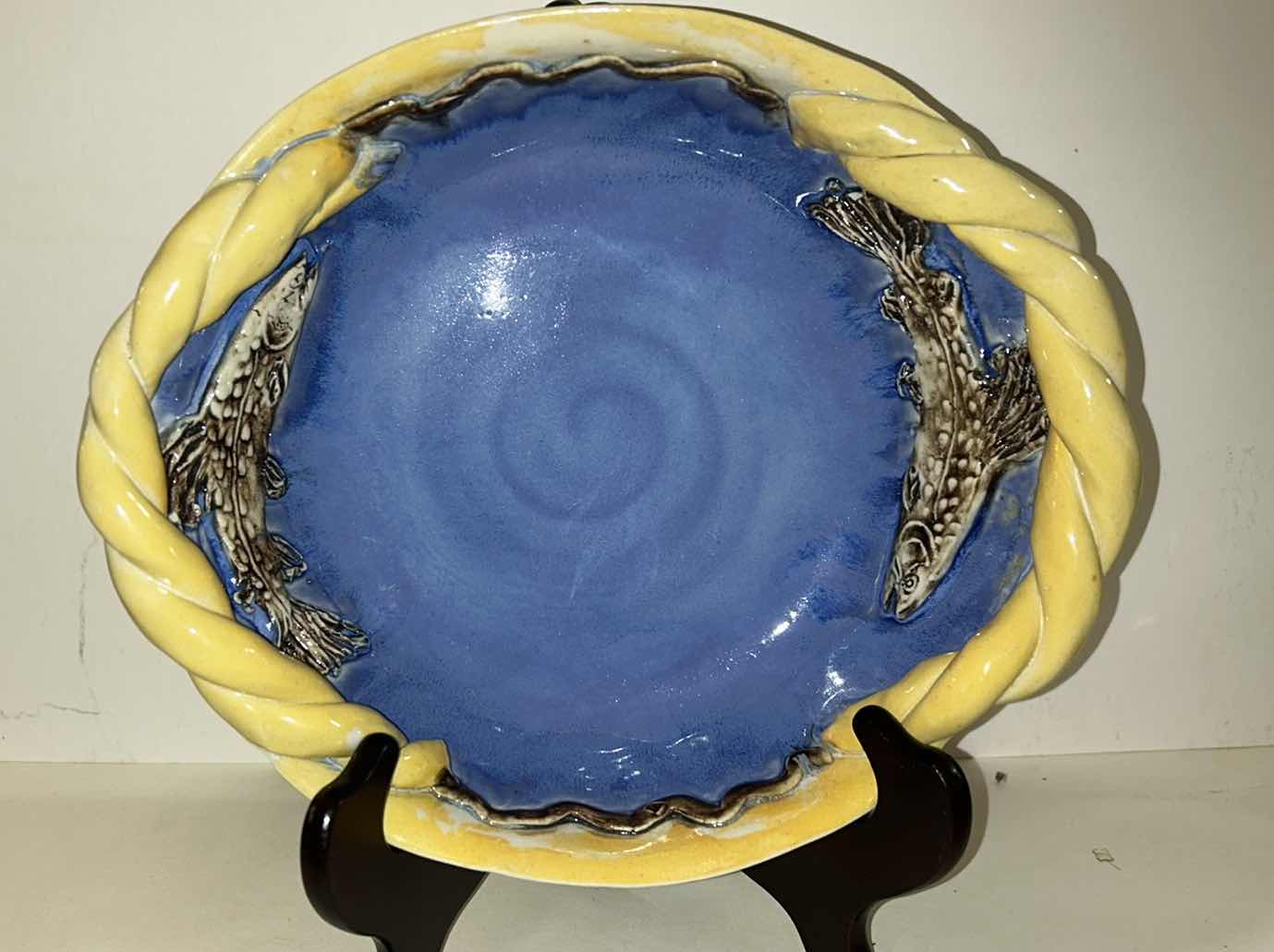 Photo 1 of 2 HANDCRAFTED SIGNED POTTERY BOWLS (LARGEST 11 1/2” x 9 1/2” x 3)