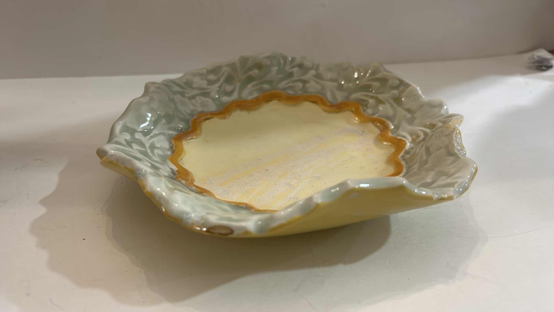 Photo 1 of 2 HANDCRAFTED SIGNED POTTERY BOWLS (LARGEST 11 1/2” x 9 1/2” x 3)