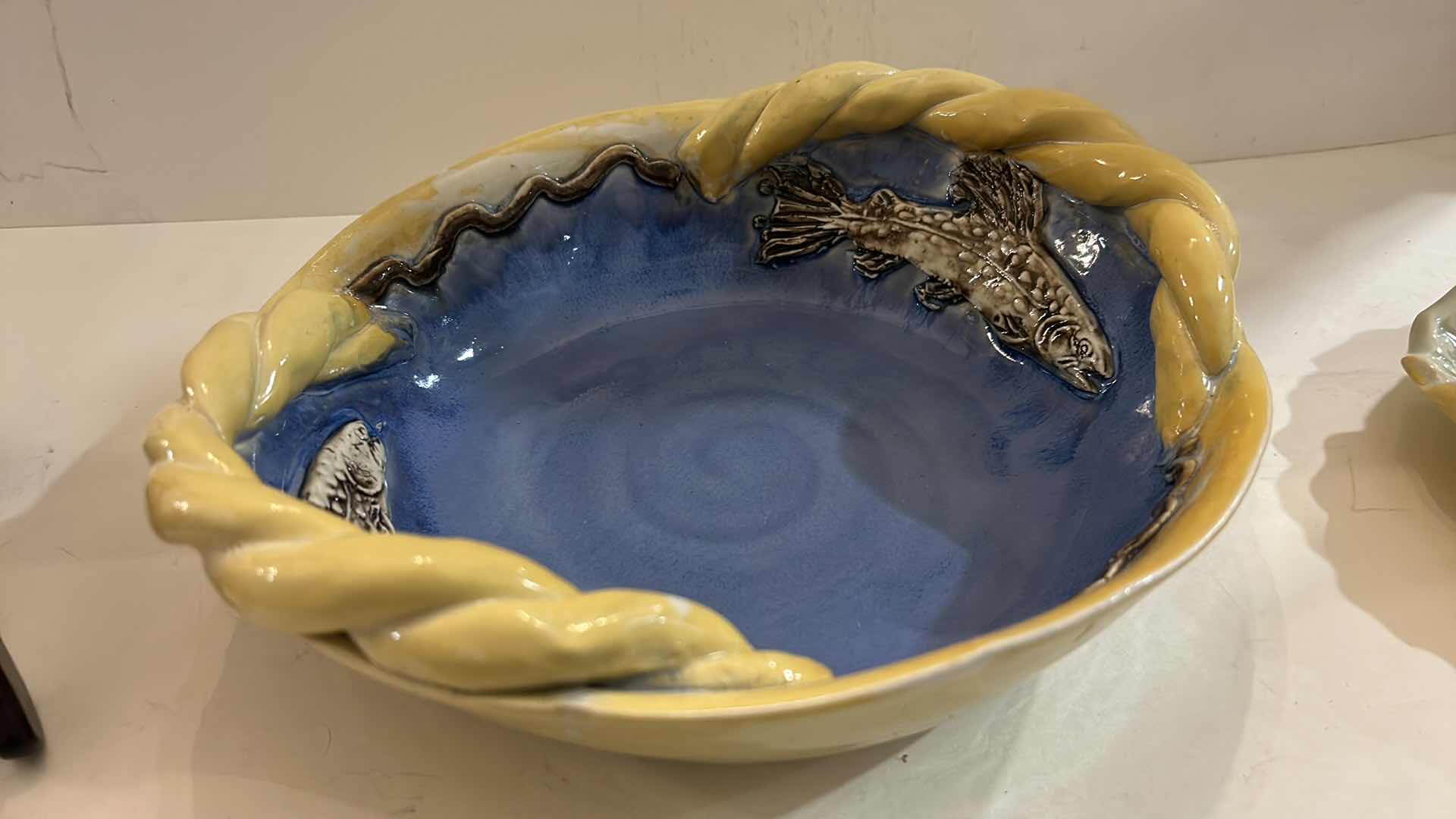 Photo 1 of 2 HANDCRAFTED SIGNED POTTERY BOWLS (LARGEST 11 1/2” x 9 1/2” x 3)