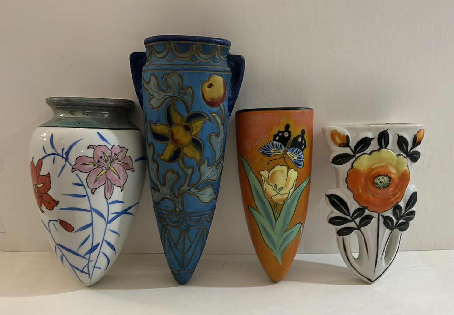 Photo 1 of 4 HAND CRAFTED, PAINTED CERAMIC WALL POCKETS