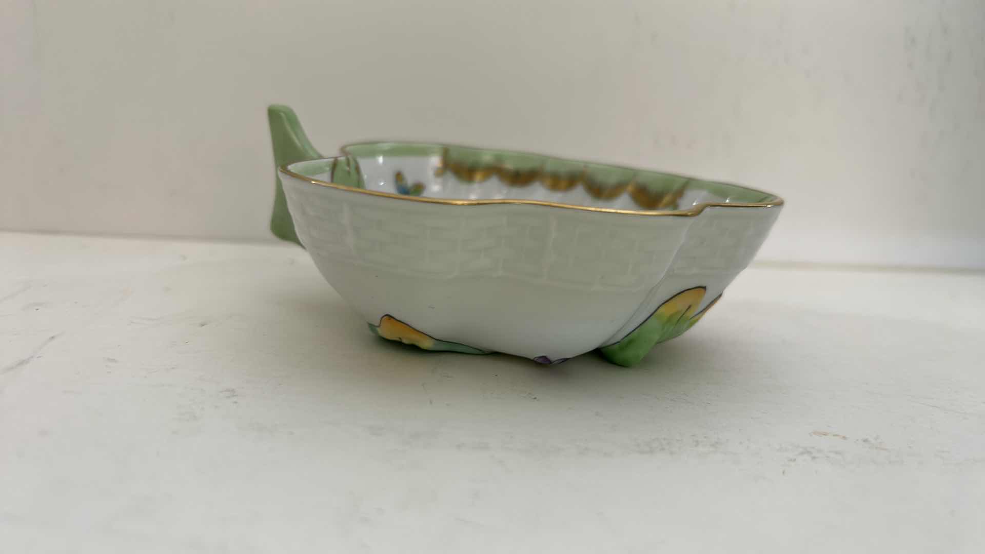 Photo 1 of HEREND HUNGARY PORCELAIN NUMBERED HAND-PAINTED DISH 4” x 1 1/2”