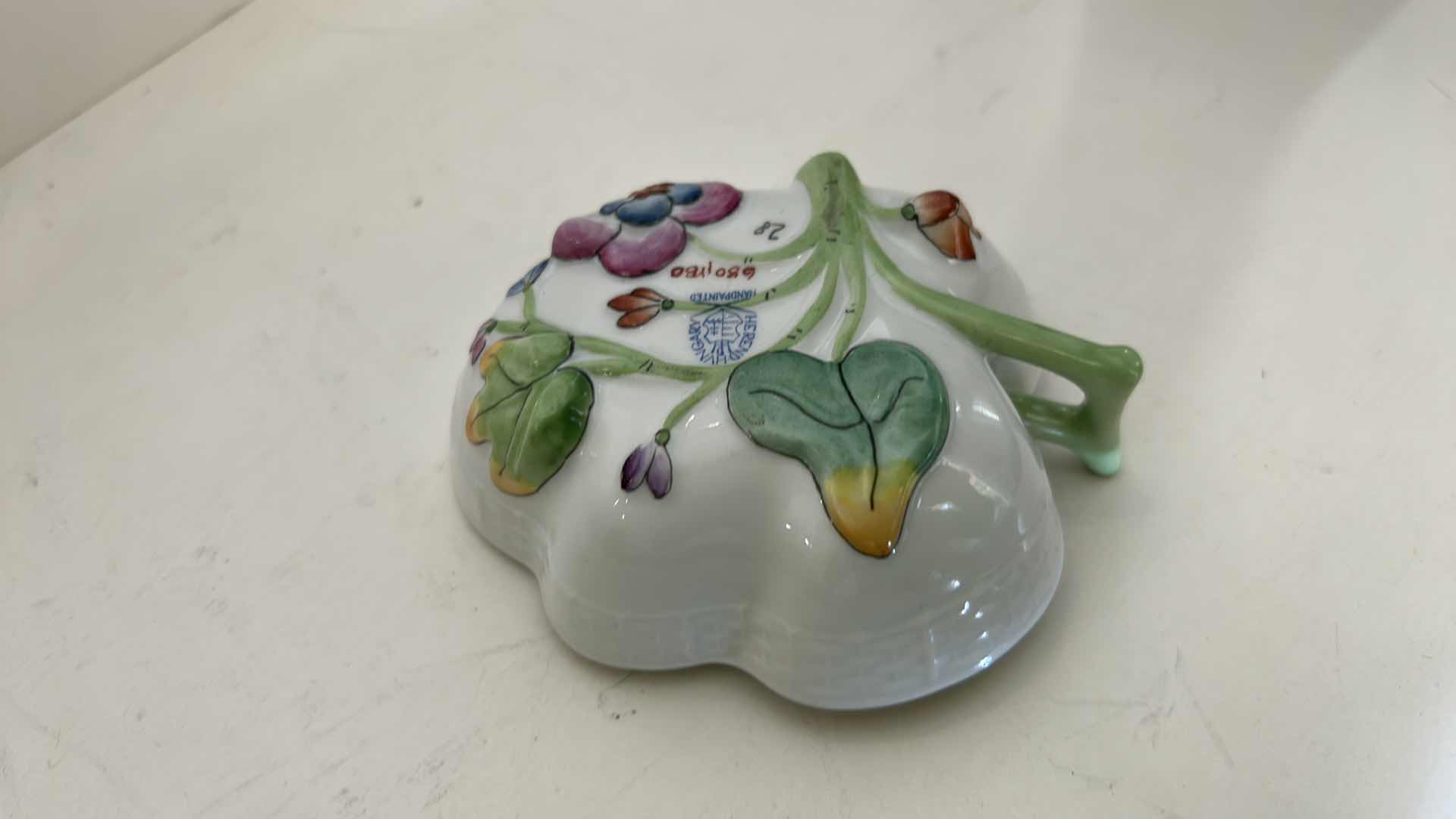 Photo 1 of HEREND HUNGARY PORCELAIN NUMBERED HAND-PAINTED DISH 4” x 1 1/2”
