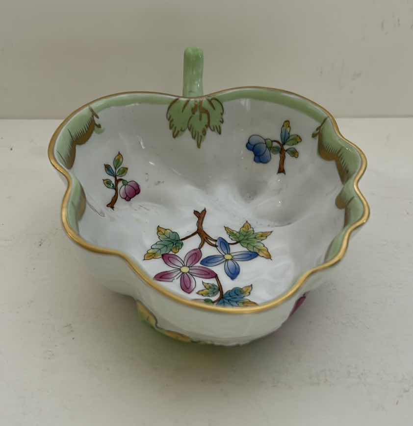 Photo 1 of HEREND HUNGARY PORCELAIN NUMBERED HAND-PAINTED DISH 4” x 1 1/2”