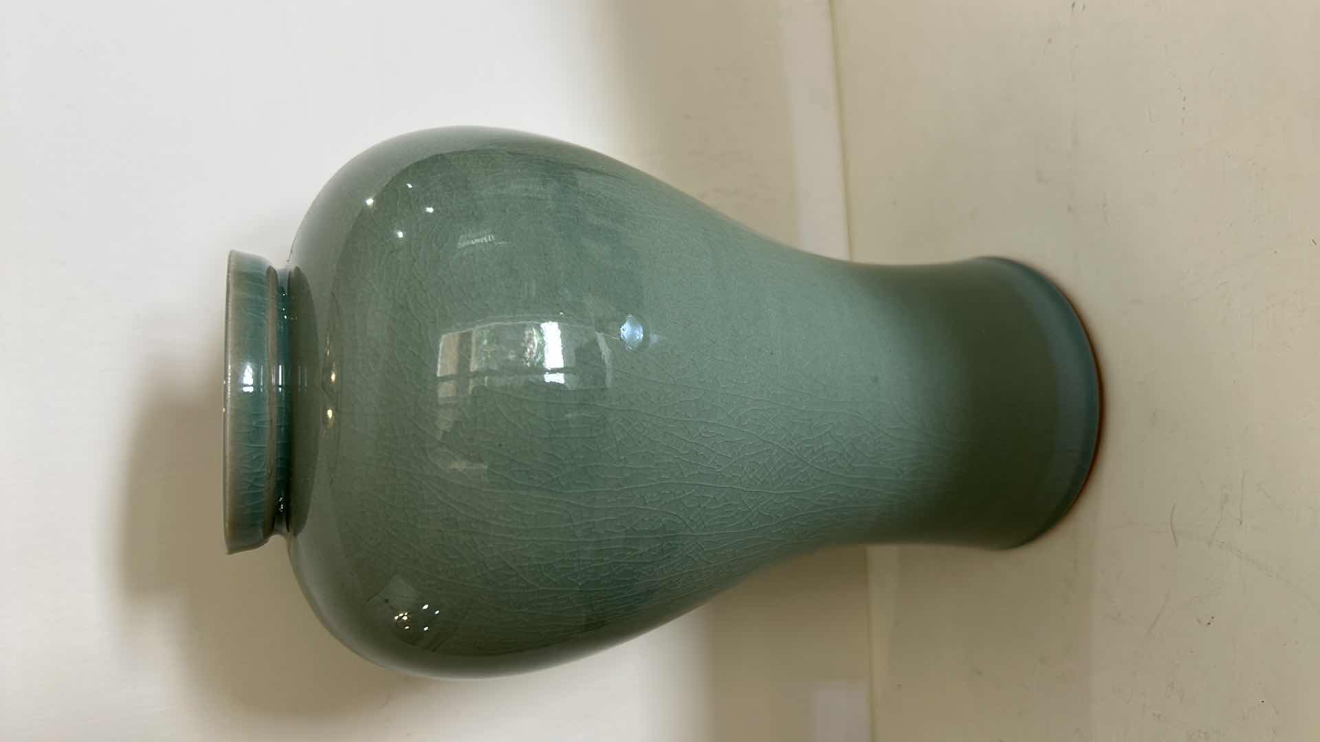 Photo 1 of KOREAN CELADON CRACKLE VASE H10.5”