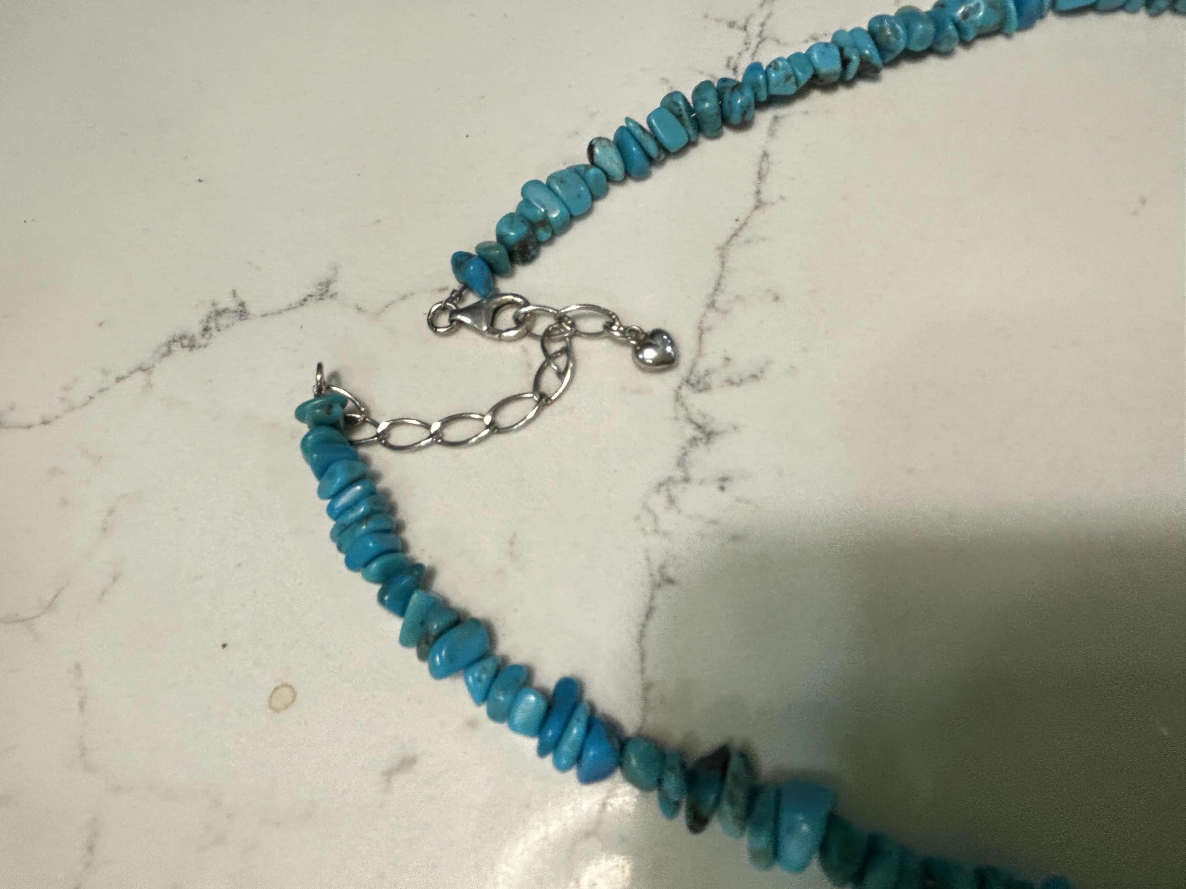 Photo 1 of GENUINE TURQUOISE NUGGET AND STERLING SILVER NECKLACE