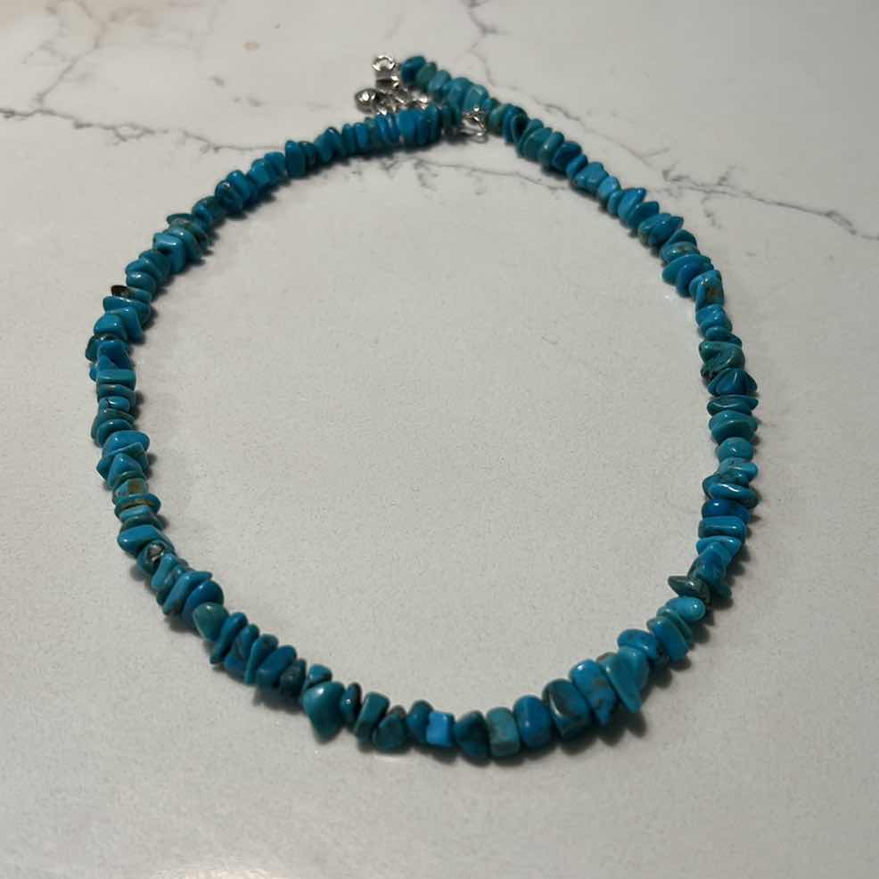 Photo 1 of GENUINE TURQUOISE NUGGET AND STERLING SILVER NECKLACE