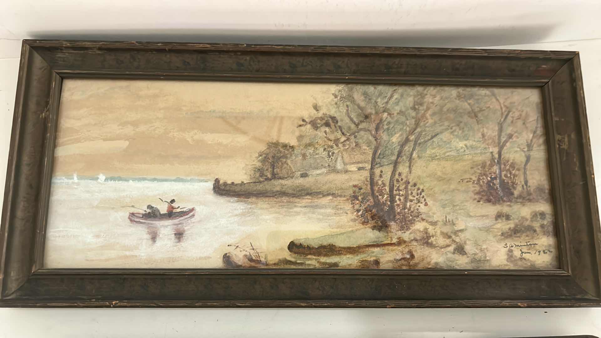 Photo 1 of ANTIQUE FRAMED WATERCOLORS, SIGNED S A MINTON, 1922, “LANDSCAPES” ARTWORK (LARGEST 16.5” x 7.5”)
