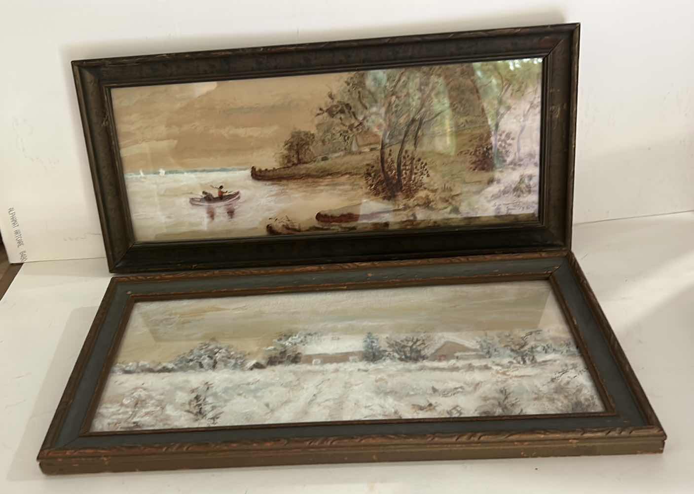 Photo 1 of ANTIQUE FRAMED WATERCOLORS, SIGNED S A MINTON, 1922, “LANDSCAPES” ARTWORK (LARGEST 16.5” x 7.5”)