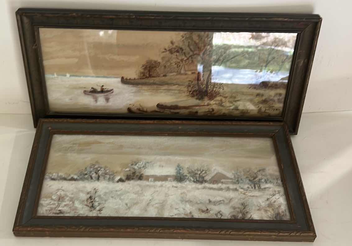 Photo 1 of ANTIQUE FRAMED WATERCOLORS, SIGNED S A MINTON, 1922, “LANDSCAPES” ARTWORK (LARGEST 16.5” x 7.5”)