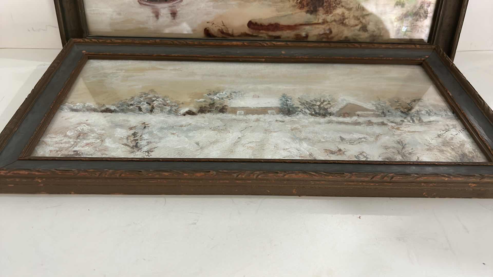 Photo 1 of ANTIQUE FRAMED WATERCOLORS, SIGNED S A MINTON, 1922, “LANDSCAPES” ARTWORK (LARGEST 16.5” x 7.5”)