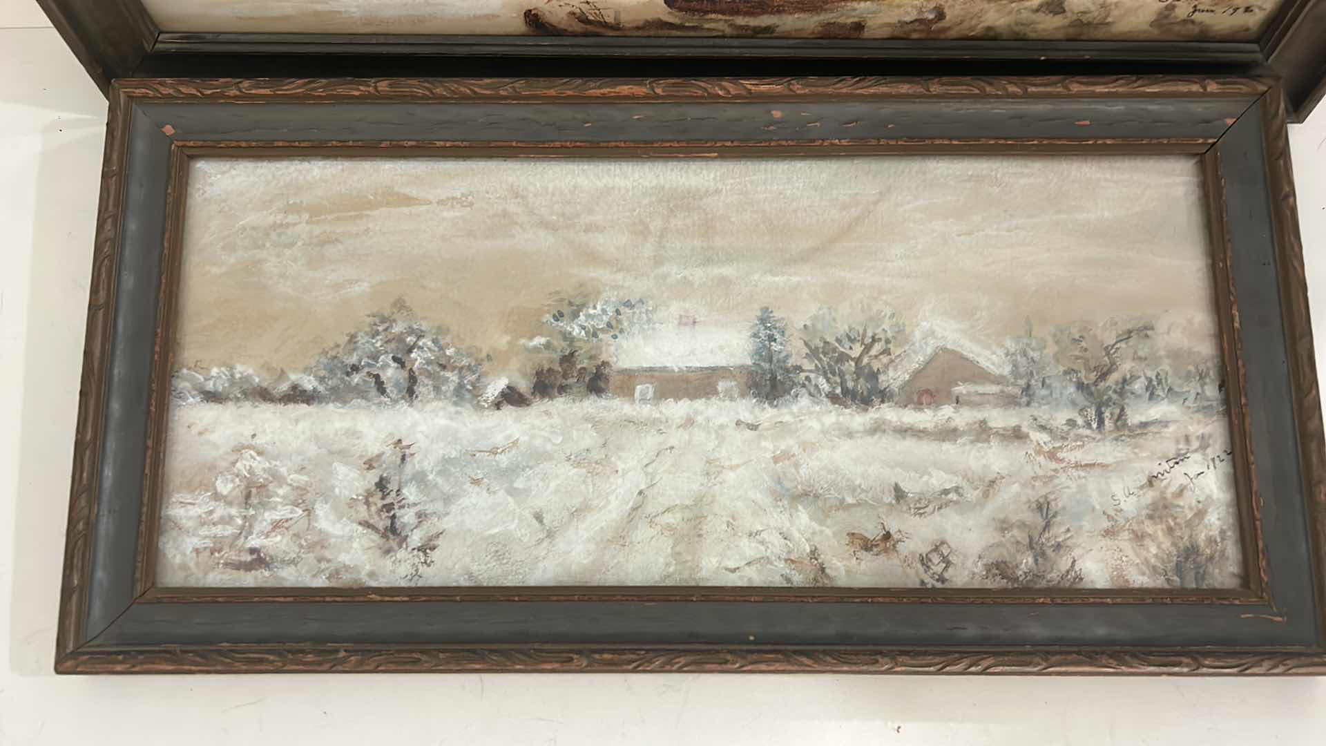 Photo 1 of ANTIQUE FRAMED WATERCOLORS, SIGNED S A MINTON, 1922, “LANDSCAPES” ARTWORK (LARGEST 16.5” x 7.5”)
