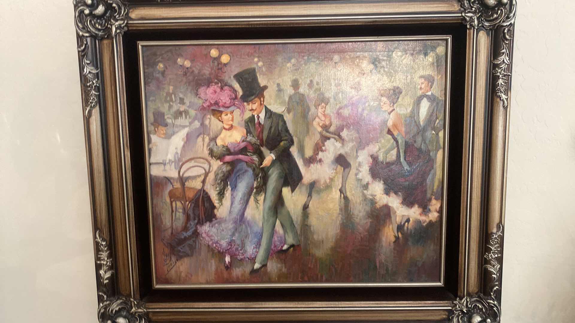 Photo 1 of FRAMED MIGUEL PAMIES LATE 19th CENTURY MIXED MEDIA OIL ON CANVAS PARIS SCENE SIGNED ORIGINAL ARTWORK UNFRAMED 20” x 24”, FRAMED 32” x 27”. ESTIMATED VALUE FROM 1983 $950