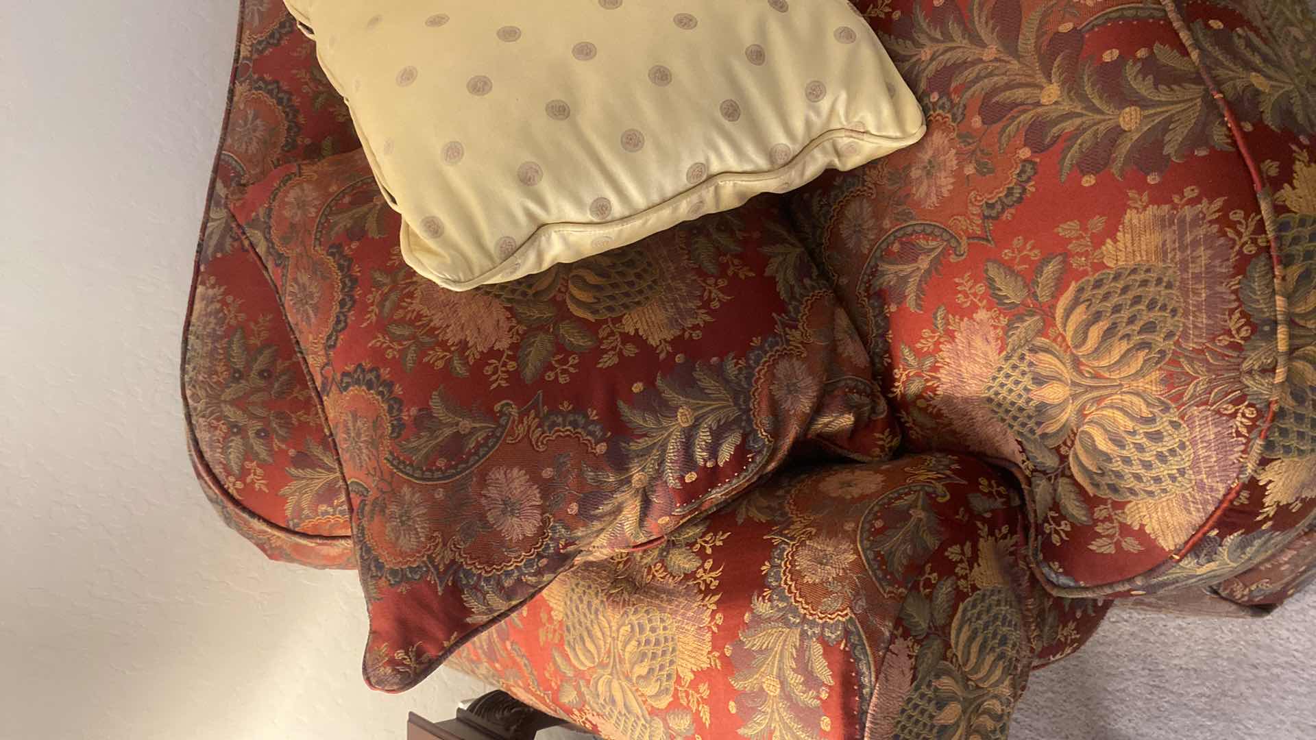 Photo 1 of 90” ETHAN  ALLEN  RED FLORENTINE  SOFA WITH PILLOWS WITH RECIEPT 