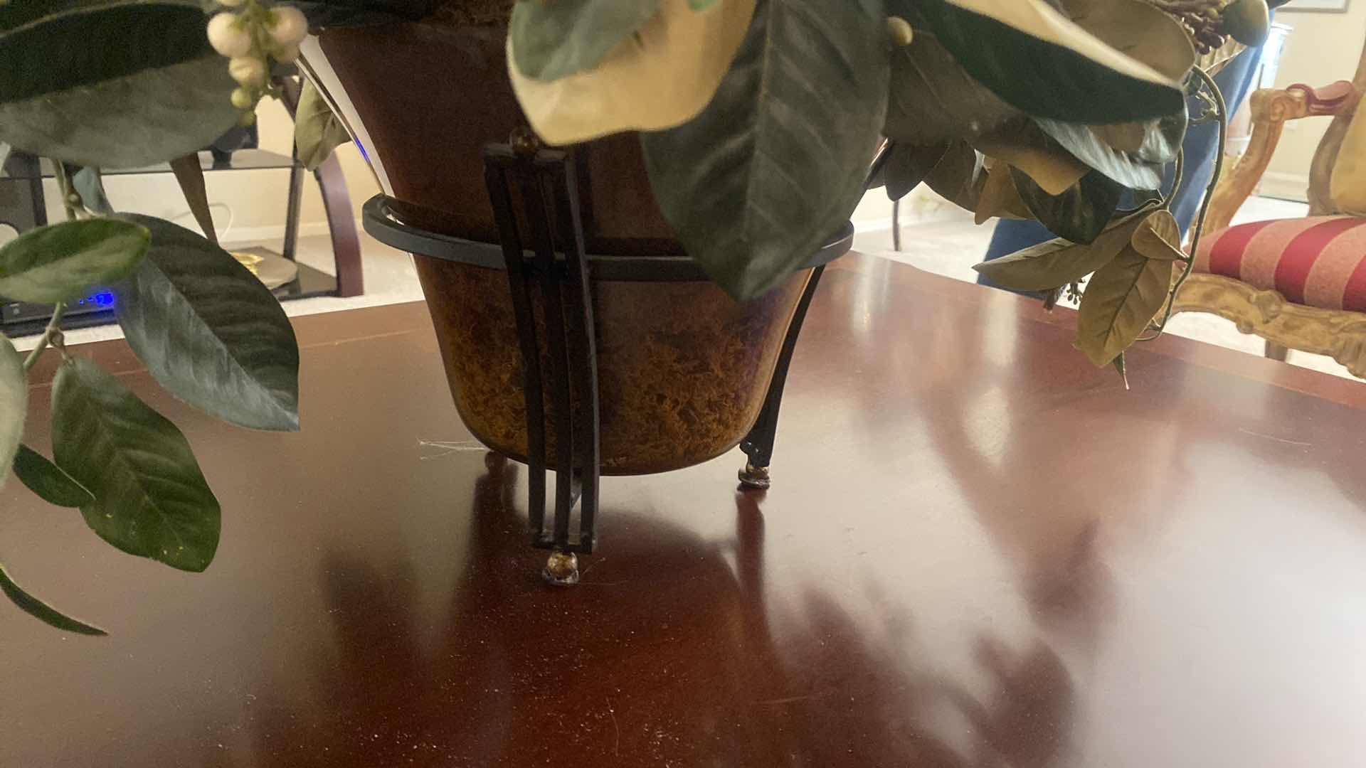 Photo 1 of FAUX FLORAL ARRANGEMENT WITH GLASS & METAL BASE 24” x 18”