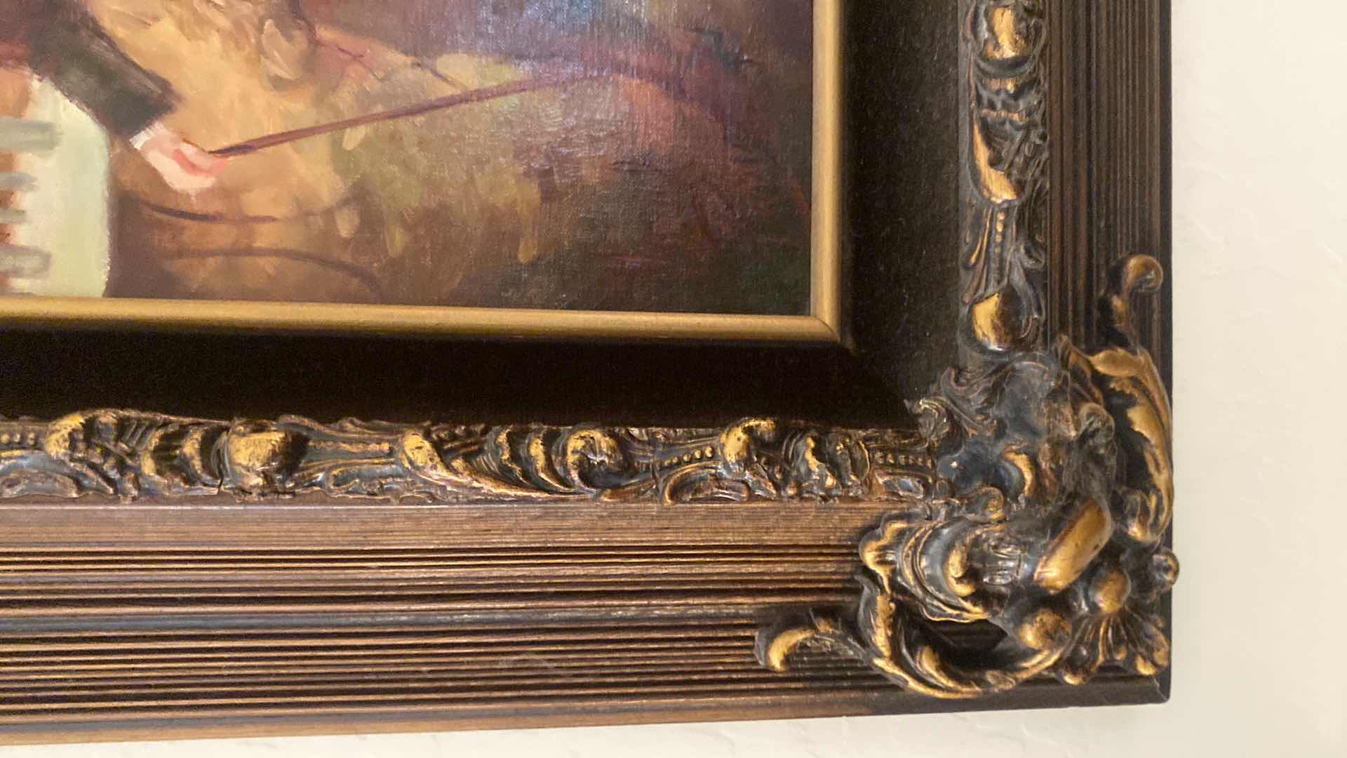 Photo 1 of FRAMED MIGUEL PAMIES LATE 19th CENTURY MIXED MEDIA OIL ON CANVAS YOUNG GIRLS ARTWORK UNFRAMED 13” X 16” FRAMED 24 1/2” x 21”, ESTIMATED VALUE FROM JUNE 1983 $550