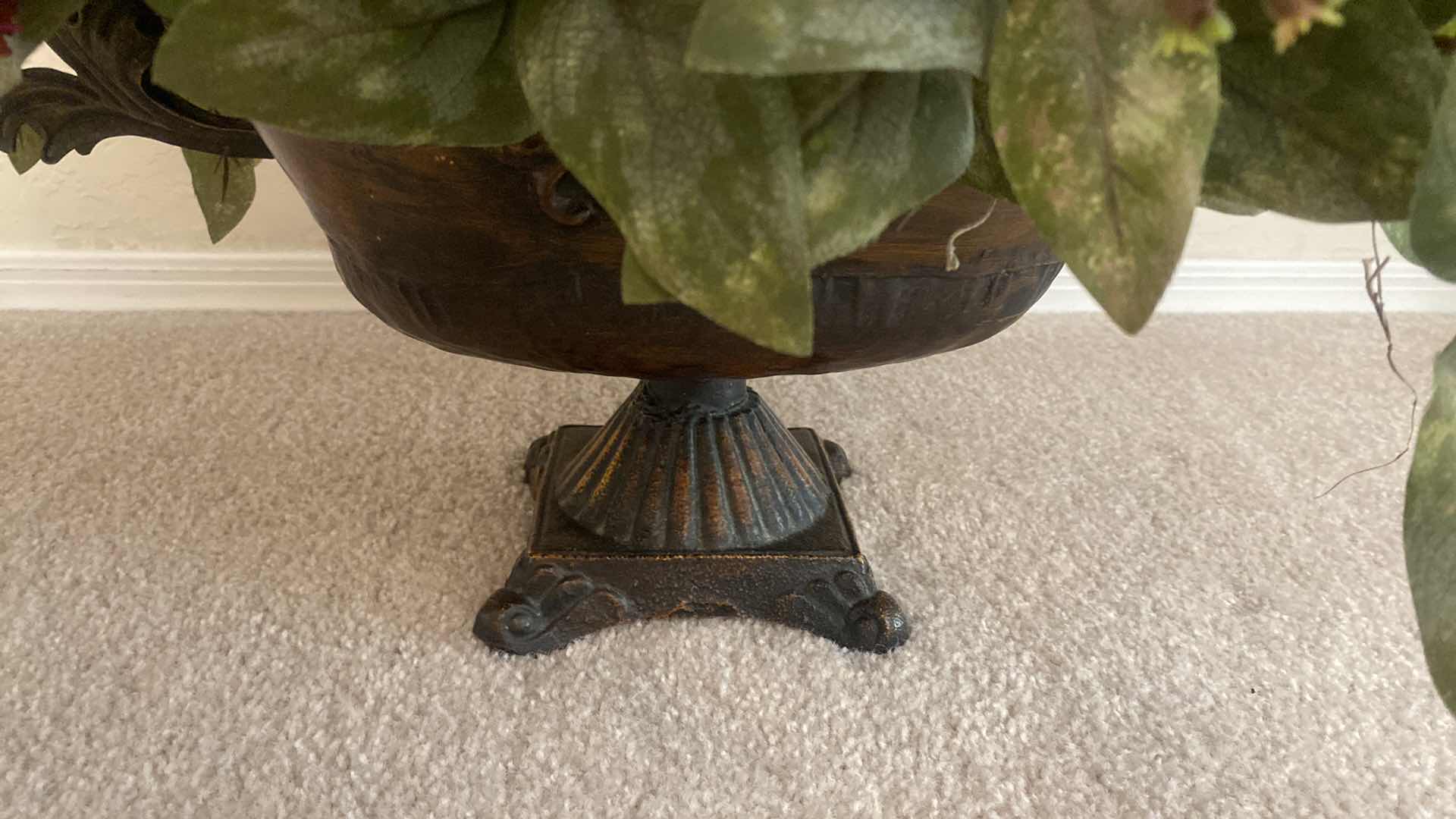 Photo 1 of FAUX FLORAL ARRANGEMENT IN METAL URN 29” x 25”