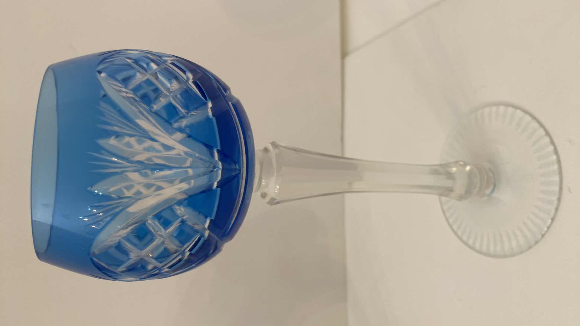 Photo 1 of VINTAGE BLUE CRYSTAL  WINE GLASS