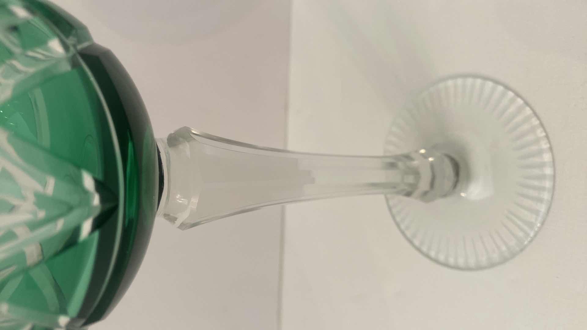 Photo 1 of VINTAGE GREEN CRYSTAL WINE GLASS
