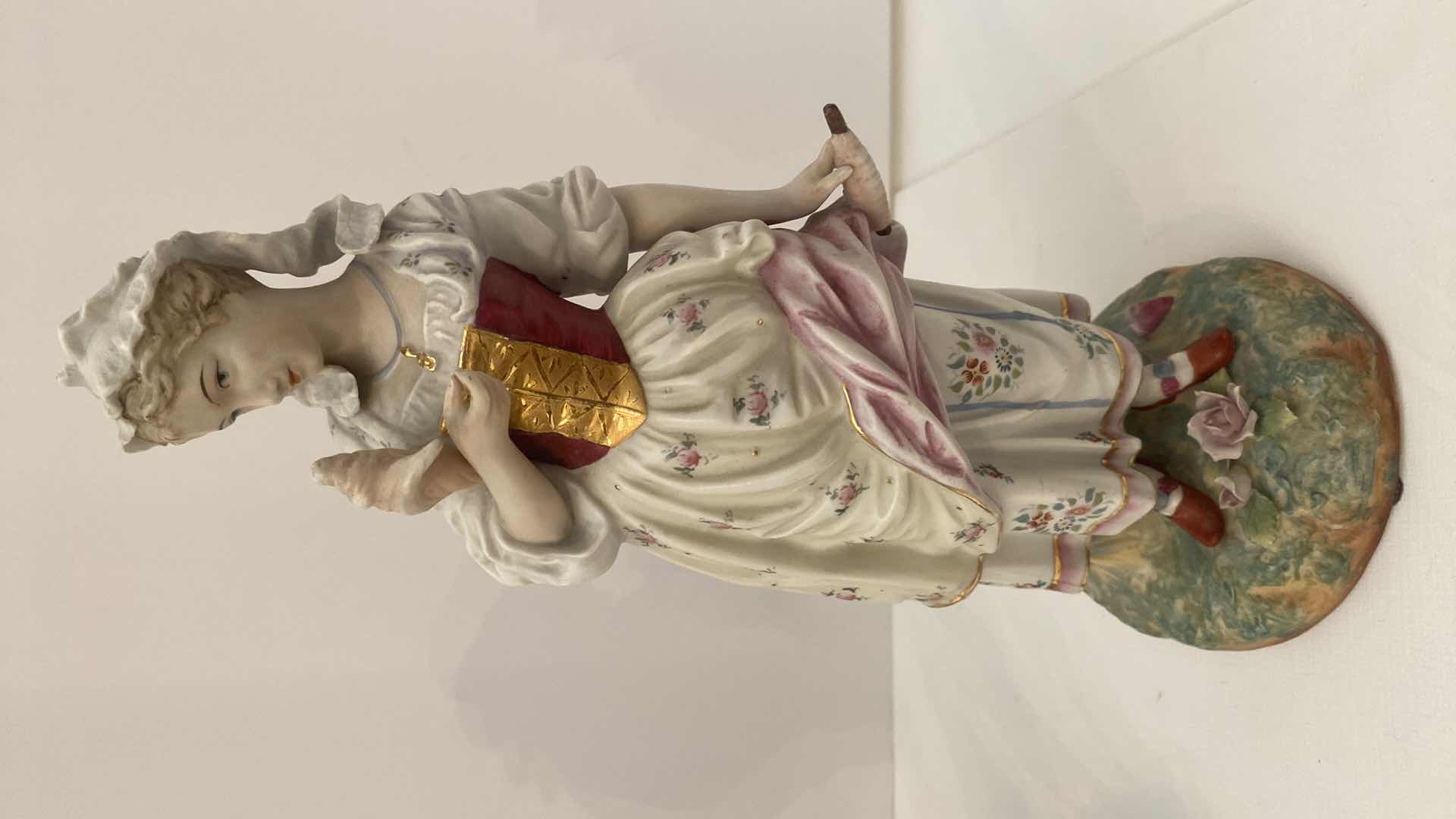 Photo 1 of PAIR OF BISQUE PORCELAIN FIGURINES 11 1/2”