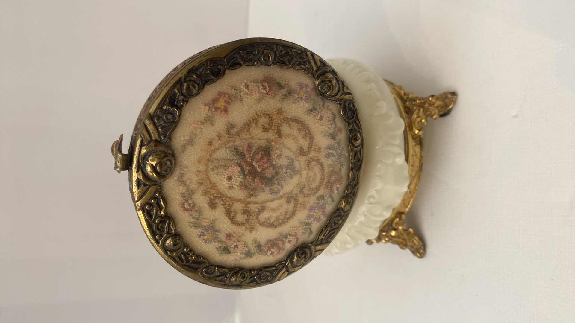 Photo 1 of VINTAGE WAVE CREST GLASS VANITY BOX 4 1/2” x 3 1/2”