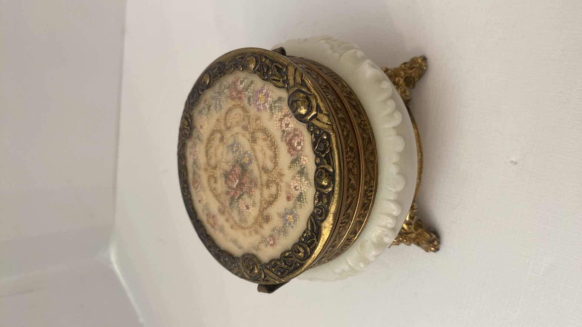 Photo 1 of VINTAGE WAVE CREST GLASS VANITY BOX 4 1/2” x 3 1/2”