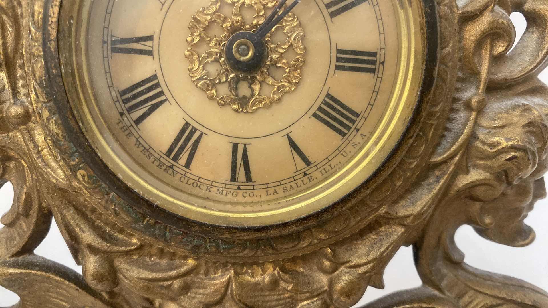 Photo 1 of BRASS PICTURE FRAME & BRASS WESTERN CLOCK CO MANTLE CLOCK 8 1/4” x 10 1/2”