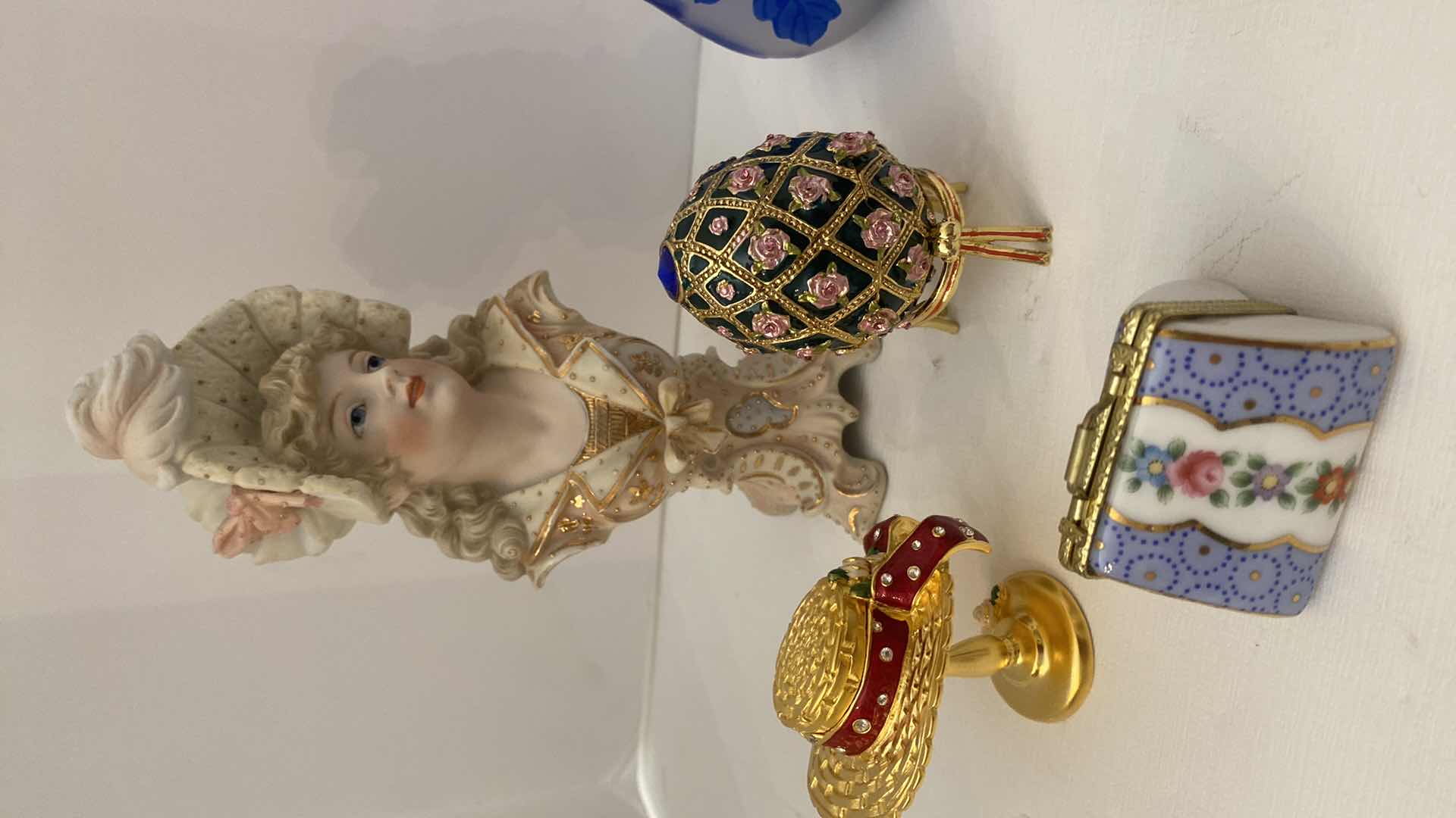 Photo 1 of ASSORTED FIGURINES AND TRINKET BOXES LARGEST H 6 1/2“