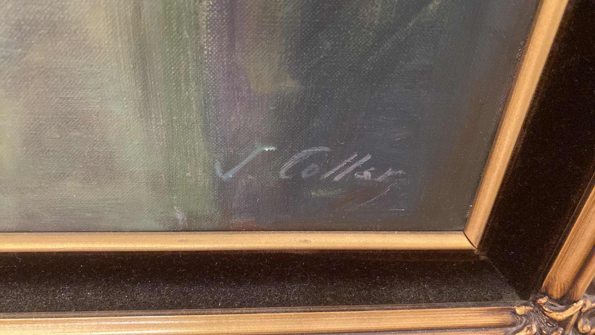 Photo 1 of FRAMED J. COLLAR 20th CENTURY IMPRESSIONIST OIL PAINTING OPERA SCENE ON CANVAS ARTWORK UNFRAMED MEASURES 24" X 20", FRAMED 32 1/2” x 28 1/2” ESTIMATED VALUE FROM JUNE 1983 FOR $475